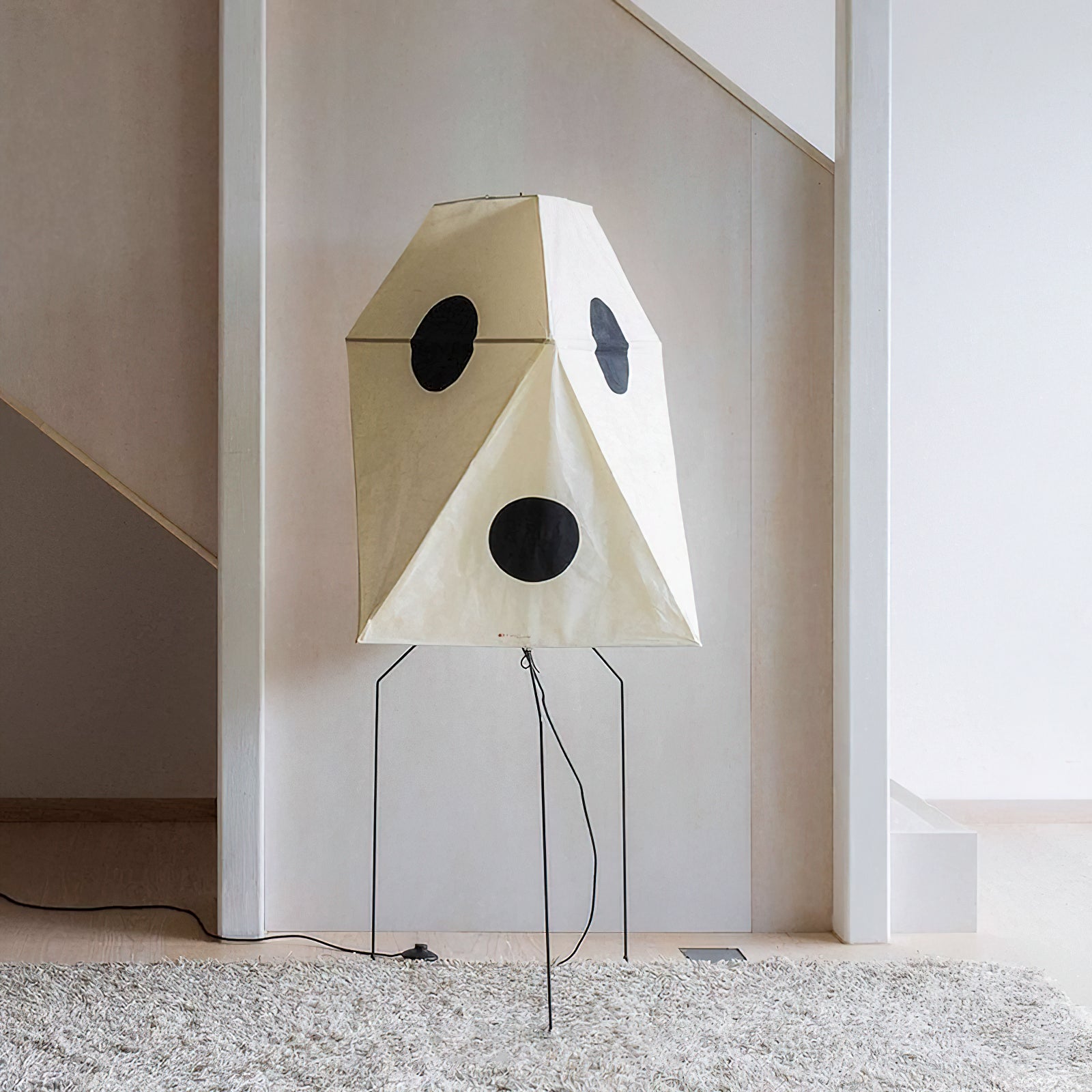 Akari UF3 Q Floor Lamp - Modern Japanese Paper Light for Living Room, Bedroom & Office - Warm Ambient Lighting for Home Decor & Relaxation