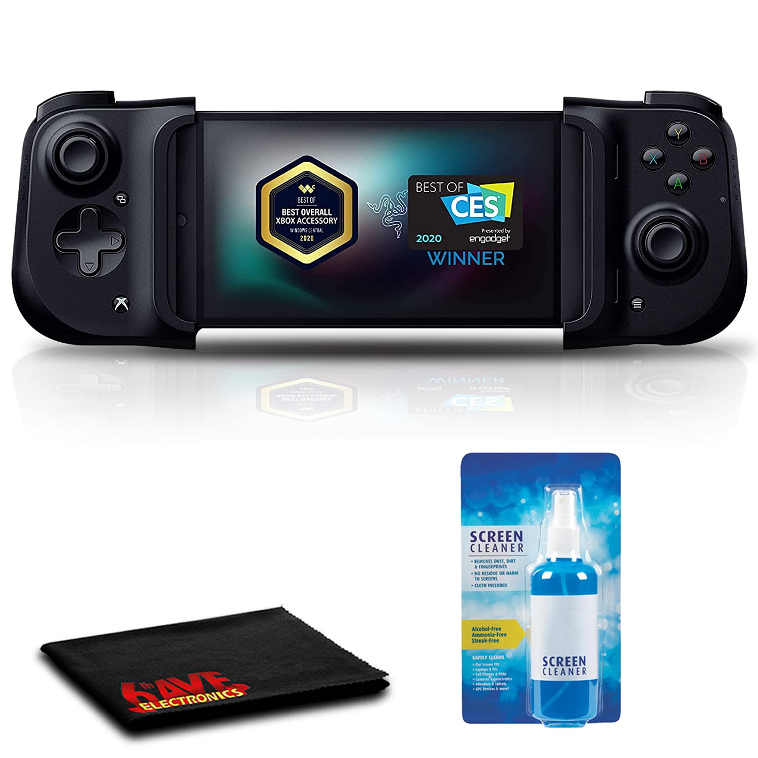 Razer Kishi Universal Mobile Gaming Controller for Android - Compatible with Most Phones - Includes 6Ave Cleaning Kit - Perfect for Cloud Gaming, Travel & Mobile Esports