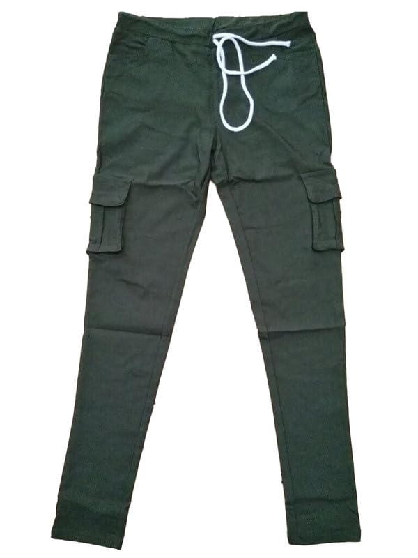 Andongnywell Women's Stretch Cargo Joggers - Solid Color Drawstring Skinny Pants with Pockets & Tie Waist for Butt Lift | Casual Workout, Running, Yoga & Lounge Wear