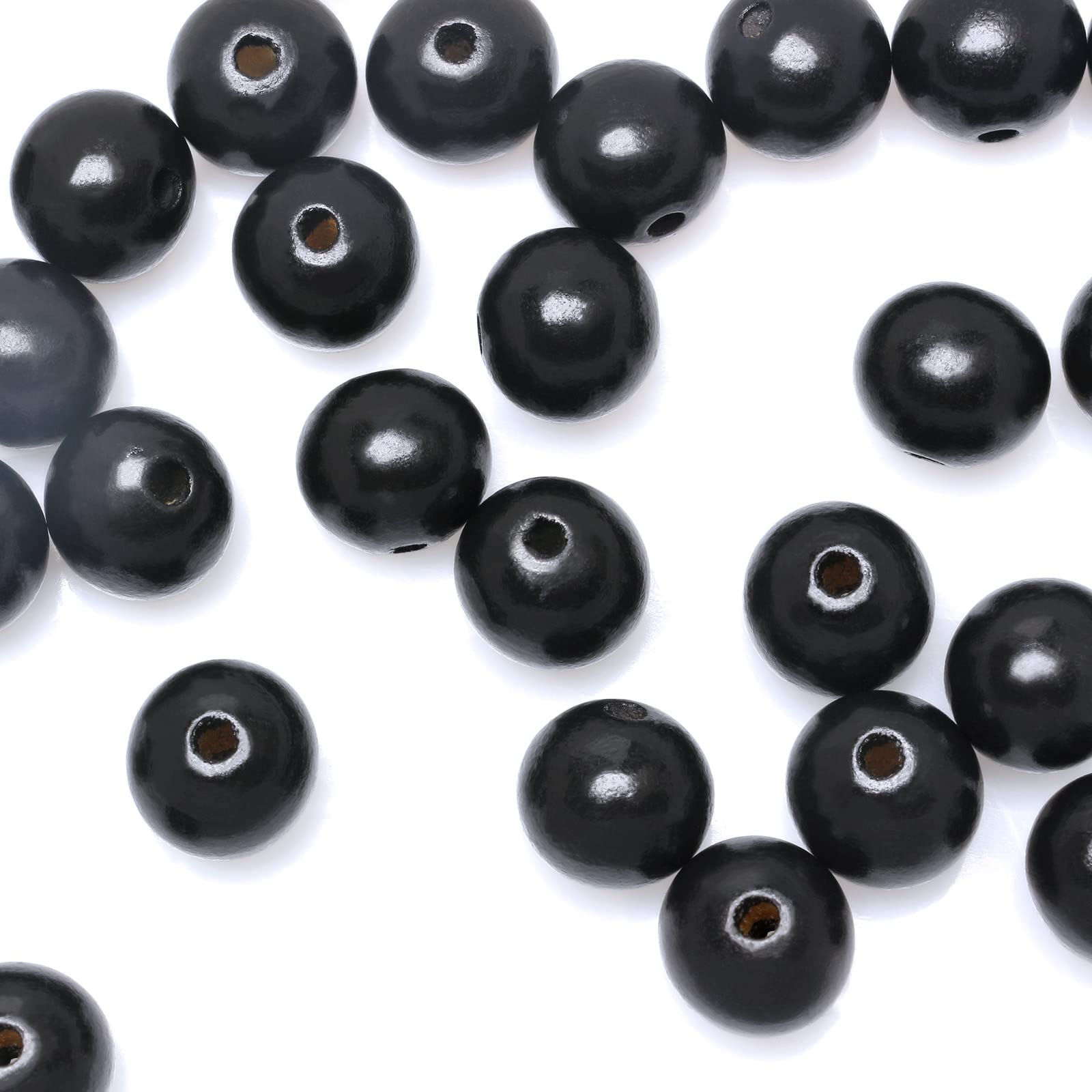 20mm Black Wooden Beads - Smooth Painted Spacer Beads for DIY Jewelry Making (100pcs, 4mm Hole) - Perfect for Necklaces, Bracelets & Craft Projects