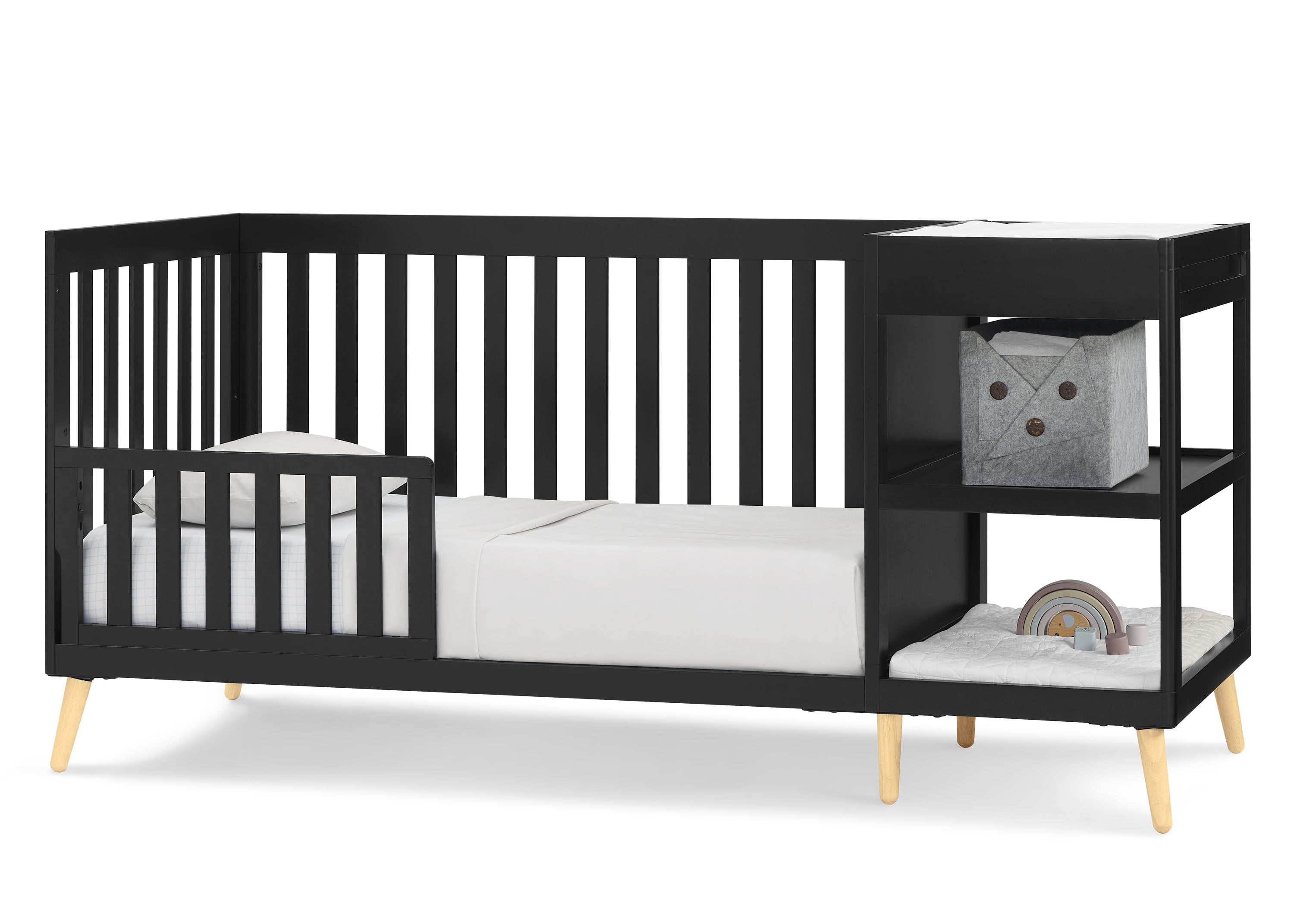 Essex 4-in-1 Convertible Baby Crib with Changer - White Nursery Furniture for Newborn to Toddler | Perfect for Bedroom, Daycare & Nursery Decor