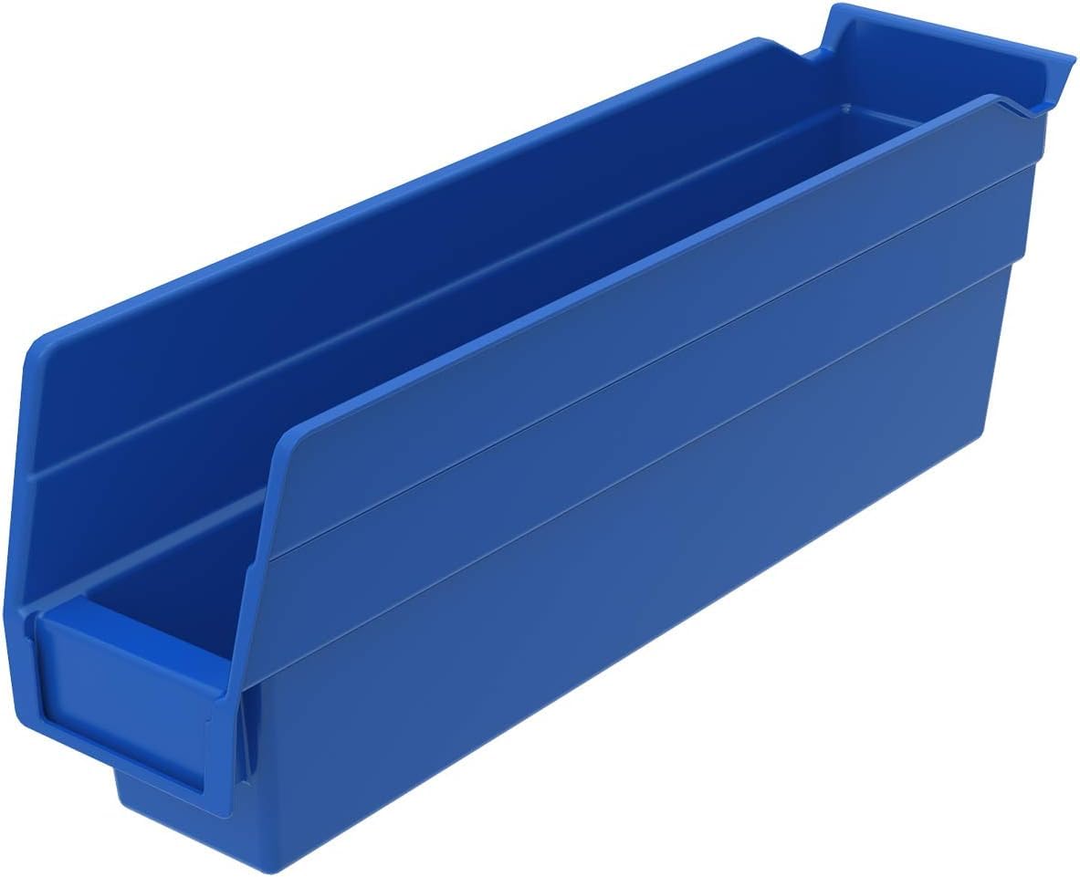 Akro-Mils 30110 Heavy Duty Plastic Shelf Bins - 24 Pack Blue Storage Containers (12x3x4 Inch) for Garage, Closet, Drawer & Pantry Organization - Perfect for Tools, Toys, Craft Supplies & Home Organization