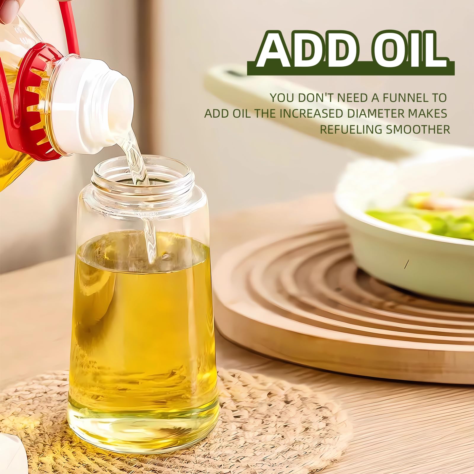 2 in 1 Olive Oil Sprayer & Dispenser Bottle with Brush - 16oz/470ml Kitchen Oil Sprayer for Cooking, Air Fryer, BBQ, Salad Dressing - Perfect for Healthy Cooking & Grilling (Black)