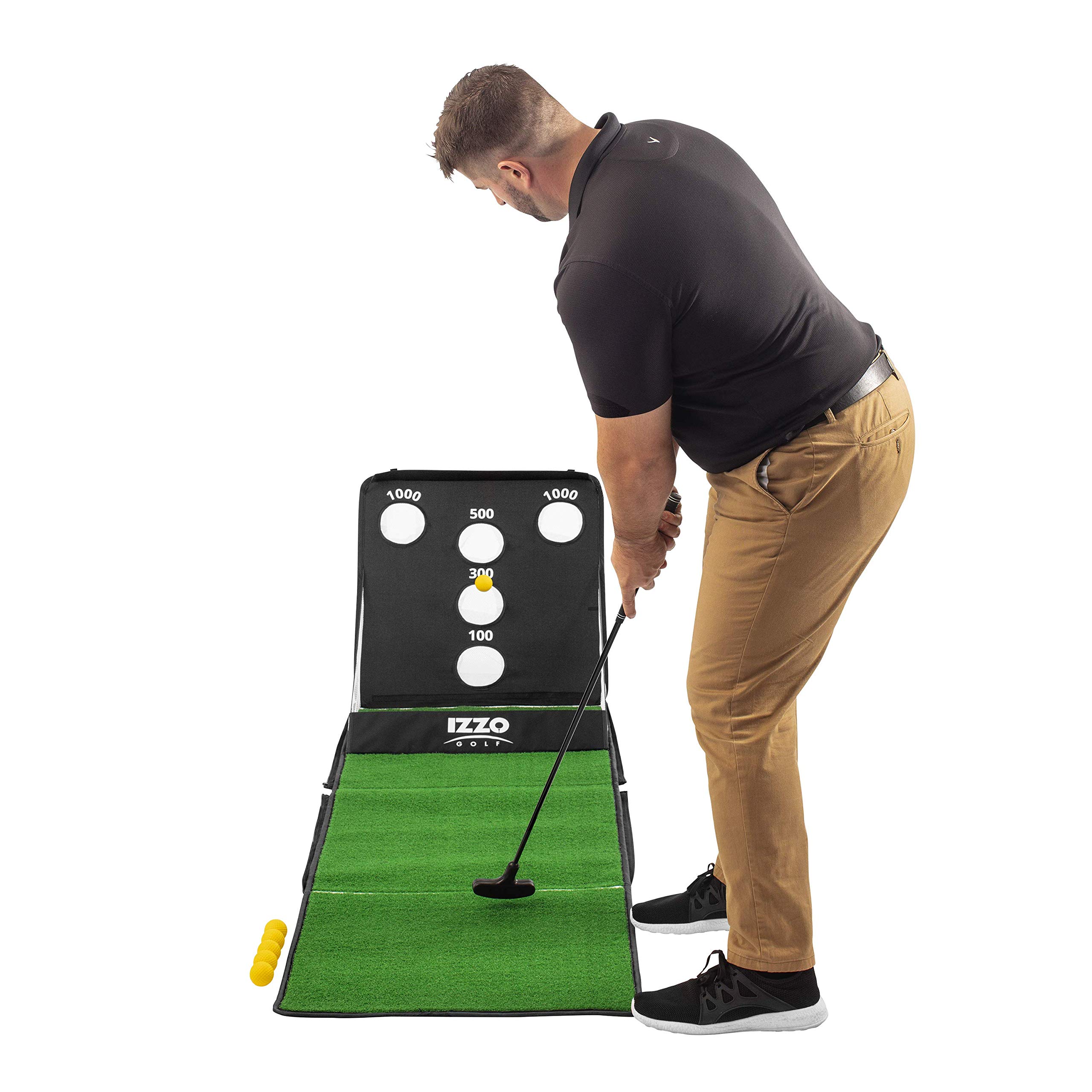 IZZO Arcade Golf Putting Game Set - 6 Practice Golf Balls & Universal Putter for Indoor/Outdoor Training | Perfect for Home, Office & Backyard Practice