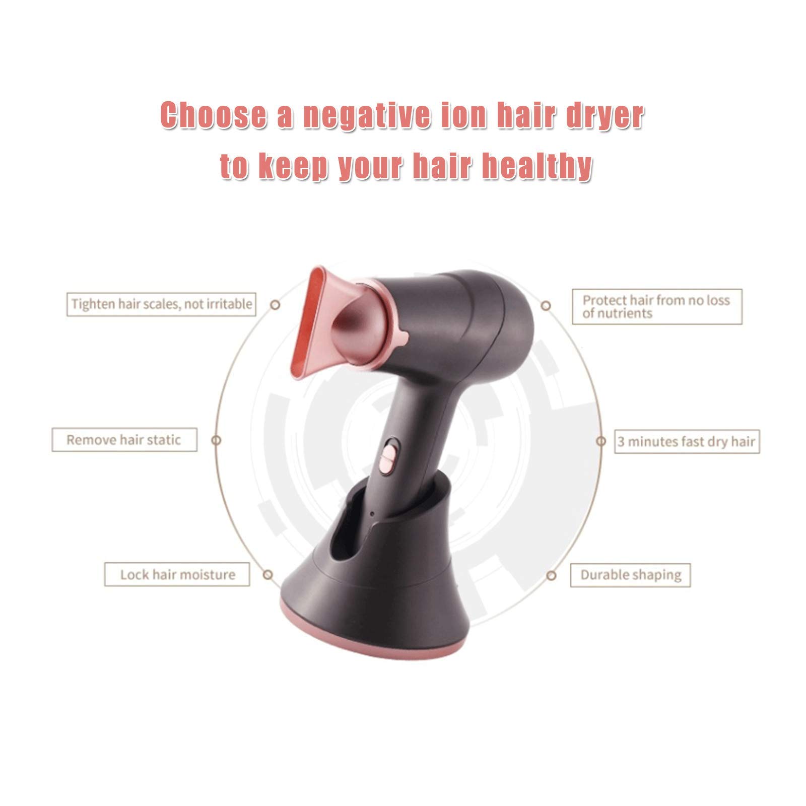 **Cordless Hair Dryer for Travel - 5000mAh Rechargeable Battery, 2 Speed Adjustable, Hot & Cold Wind, Portable Blow Dryer with Removable Nozzle for Hair Styling, Painting, Quick Drying - Perfect for Home, Salon & On-the-Go Use**