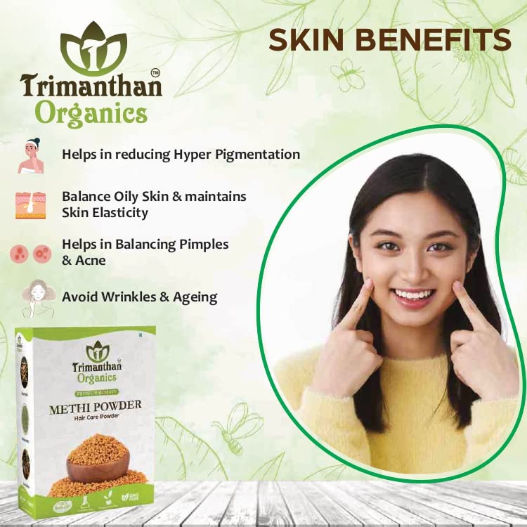 TRIMANTHAN ORGANICS Fenugreek (Methi) Seed Powder for Hair Growth & Care | 100% Natural Herbal Supplement | Organic, Chemical-Free (250g) | Promotes Healthy Scalp & Stronger Hair for Men & Women