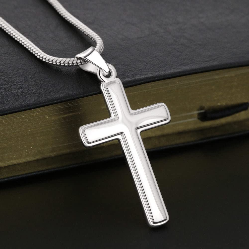 Personalized Stainless Steel Cross Necklace for Mom - Engraved Gift with Message Card & Jewelry Box - Perfect Mother's Day, Birthday & Anniversary Present - Ideal for Daily Wear & Special Occasions