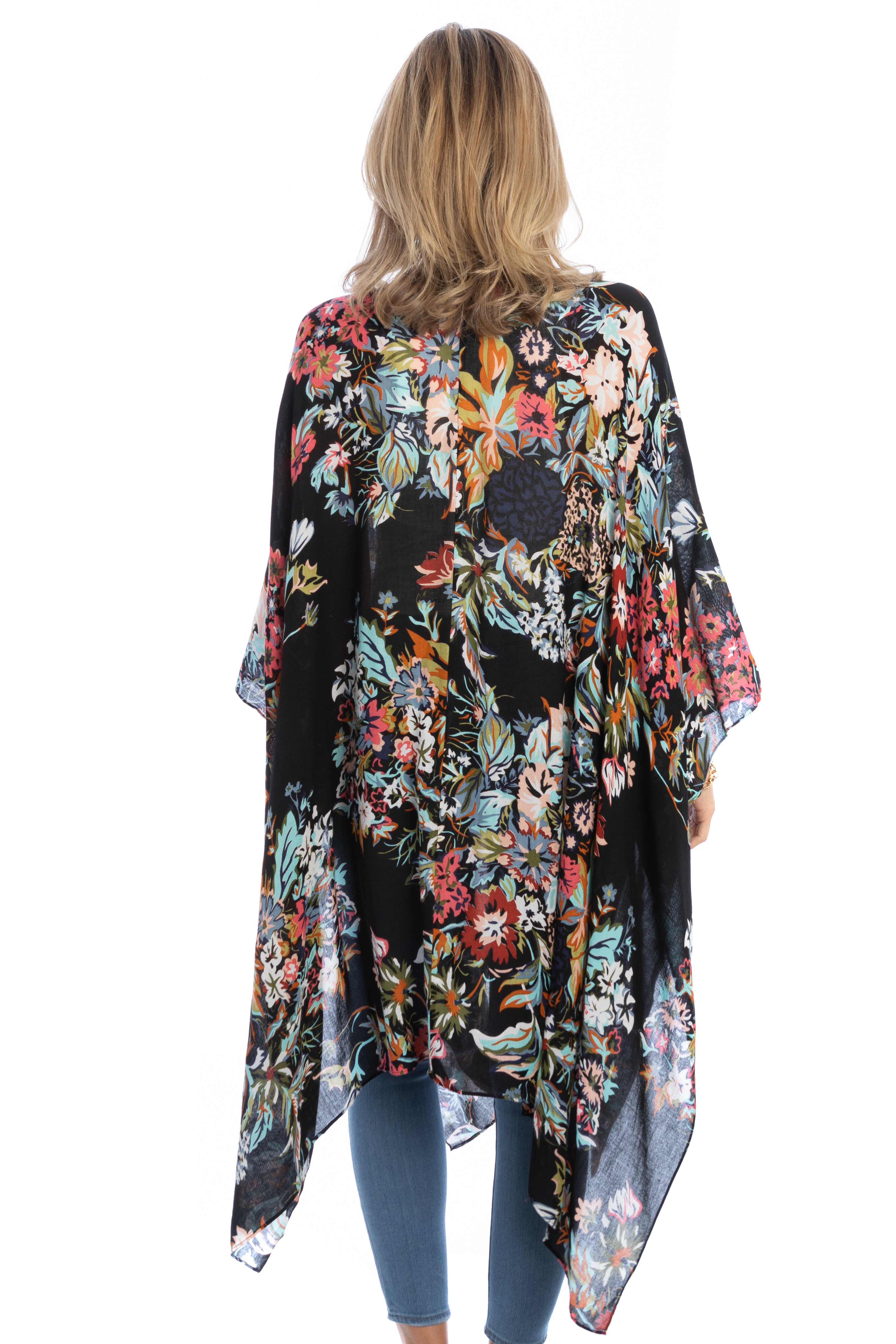 Elegant Floral Kimono Robe - Lightweight & Flowy Women's Cover Up for Beach, Pool, or Lounge Wear