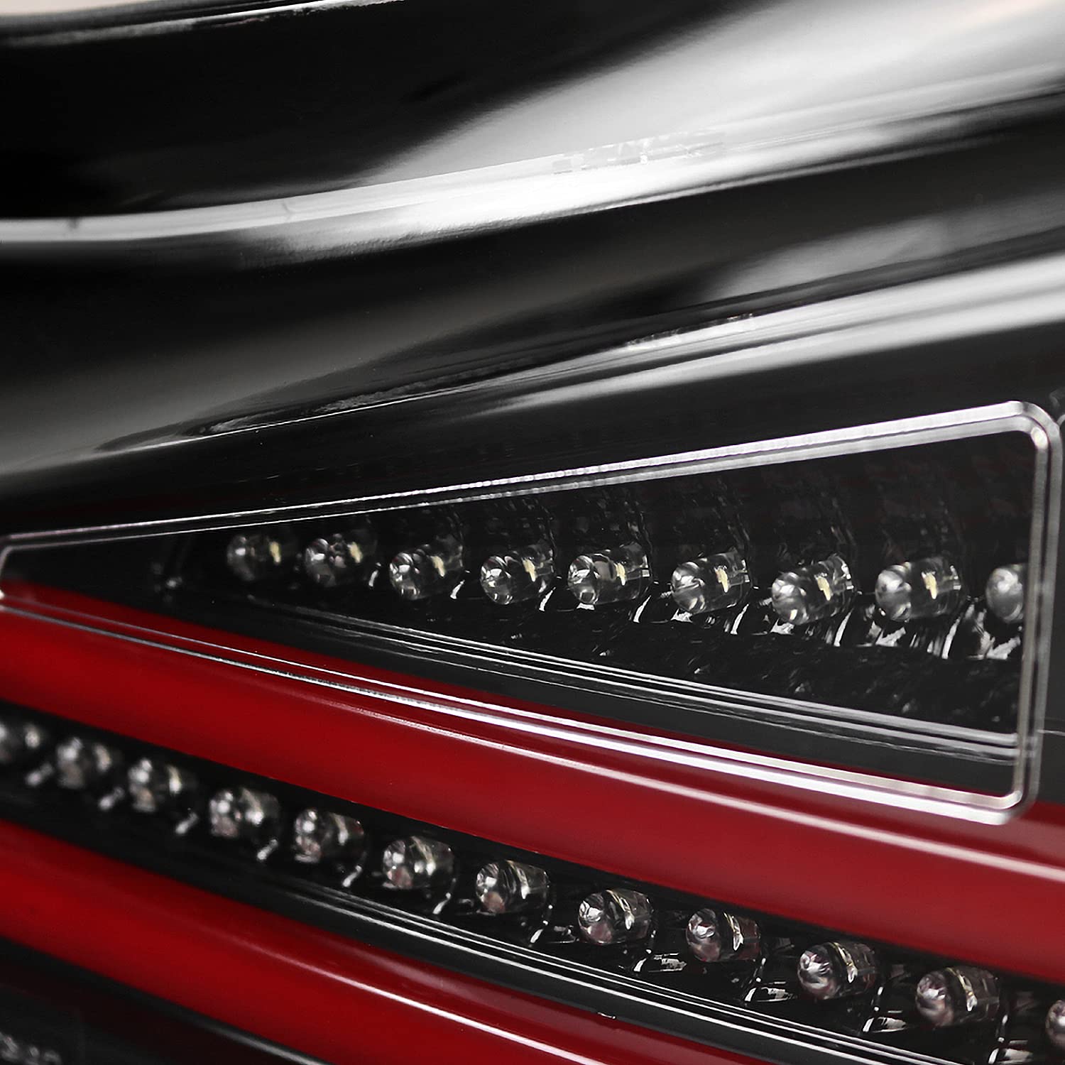 Spec-D Tuning Jet Black Housing Red LED Bar Tail Lights for 2006-2008 Lexus IS250 IS350 - Left & Right Pair Assembly - Upgrade Your Car's Rear Style & Visibility for Night Driving