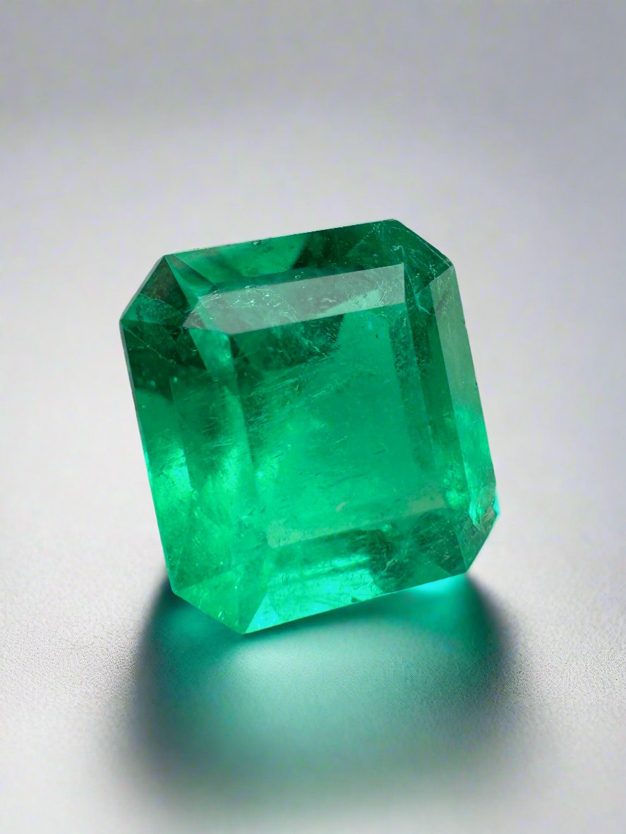 2.90 Carat Vivid Green Natural Loose Colombian Emerald - Emerald Cut Gemstone for Jewelry Making, Engagement Rings & Luxury Gifts