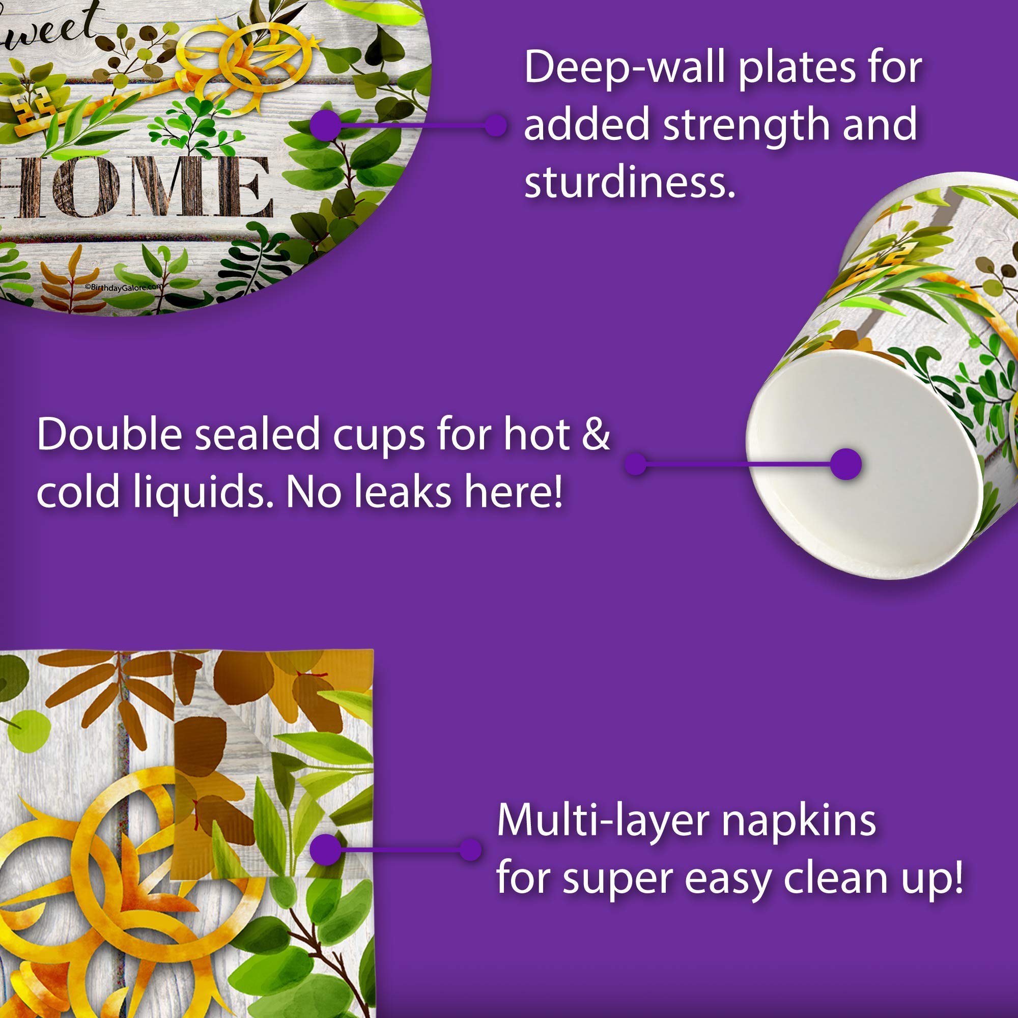 Housewarming Party Supplies Set - 16-Piece Tableware Kit with Plates, Napkins & Cups for Home Sweet Home Celebrations | Perfect for New Home Parties, Bridal Showers & Family Gatherings