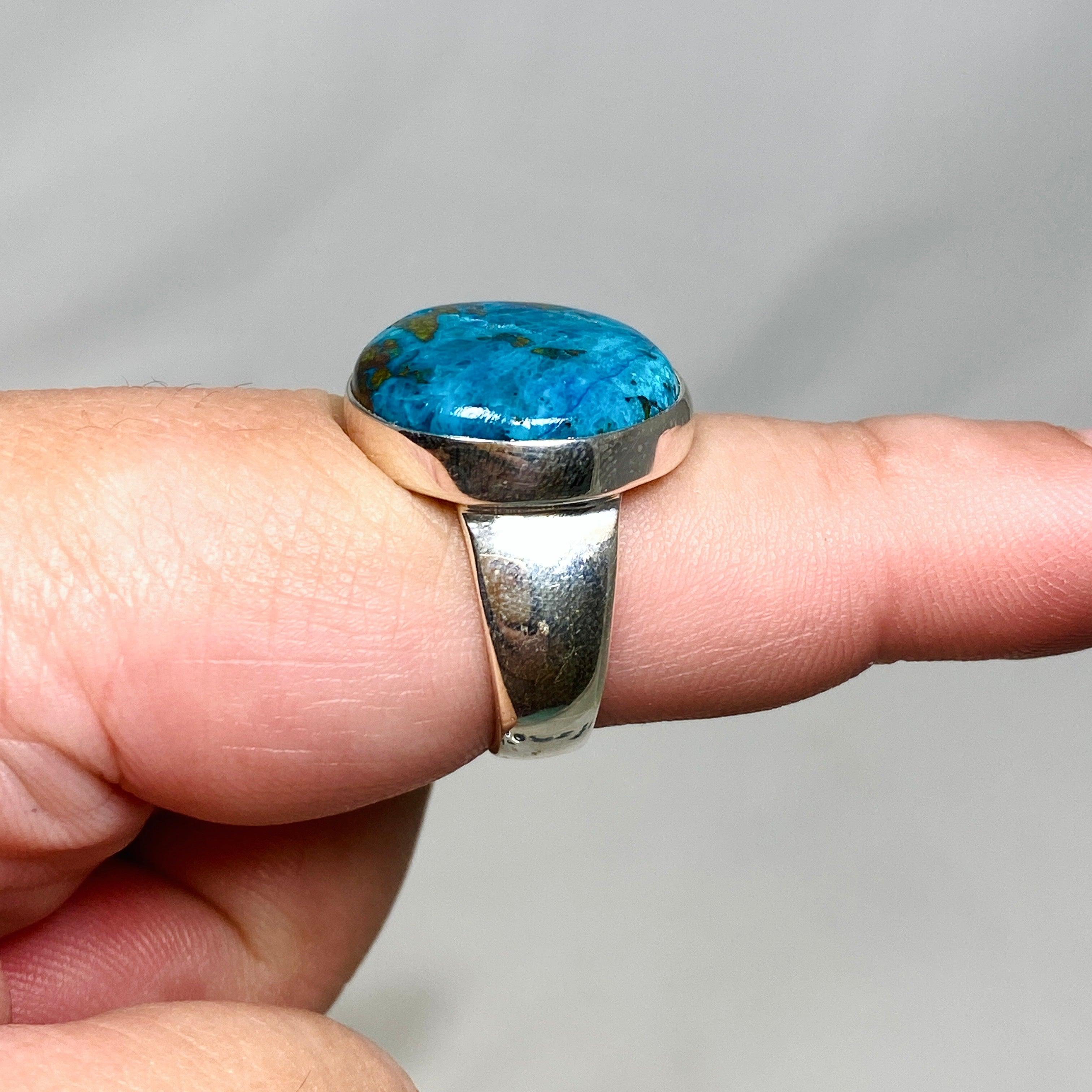 Shattuckite Round Ring Size 9 - Natural Stone Jewelry for Women | KRGJ3236 | Perfect for Boho Style, Spiritual Healing & Everyday Wear