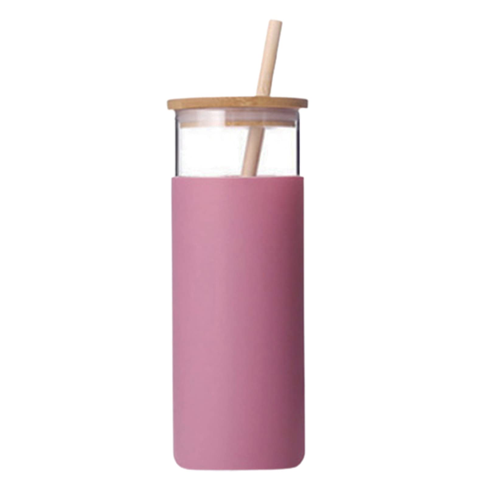 500ml Shatterproof Glass Water Bottle with Lid & Straw for Iced Coffee at Home