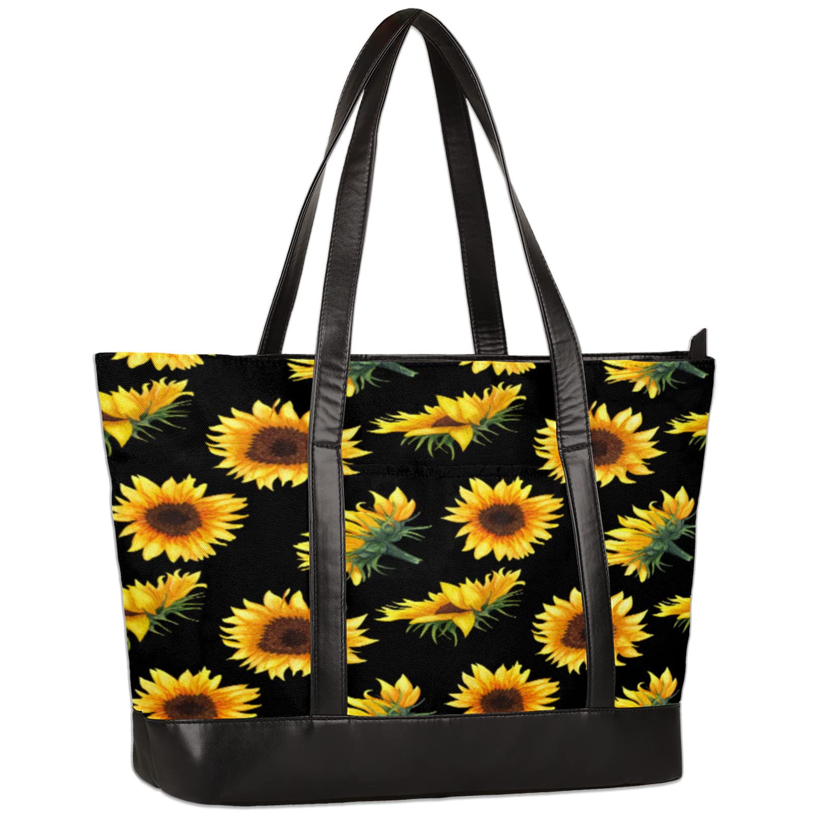 Stylish Sunflower Print Laptop Tote Bag for Women - 15.6 Inch Lightweight Waterproof Shoulder Bag - Perfect for Business, Office, School & Travel - Durable Work Tote with Spacious Compartment for Laptops, Tablets & Essentials