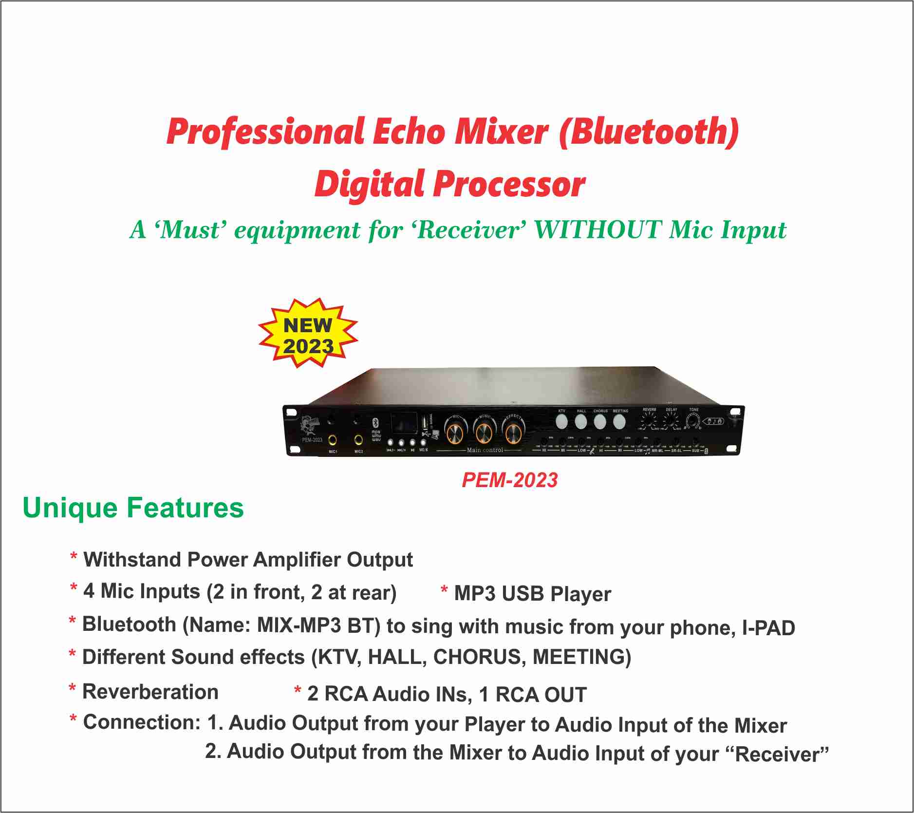 Professional Echo Mixer - High-Quality Audio Mixing Device for DJs & Music Producers | Perfect for Live Performances, Studio Recording & Home Music Production