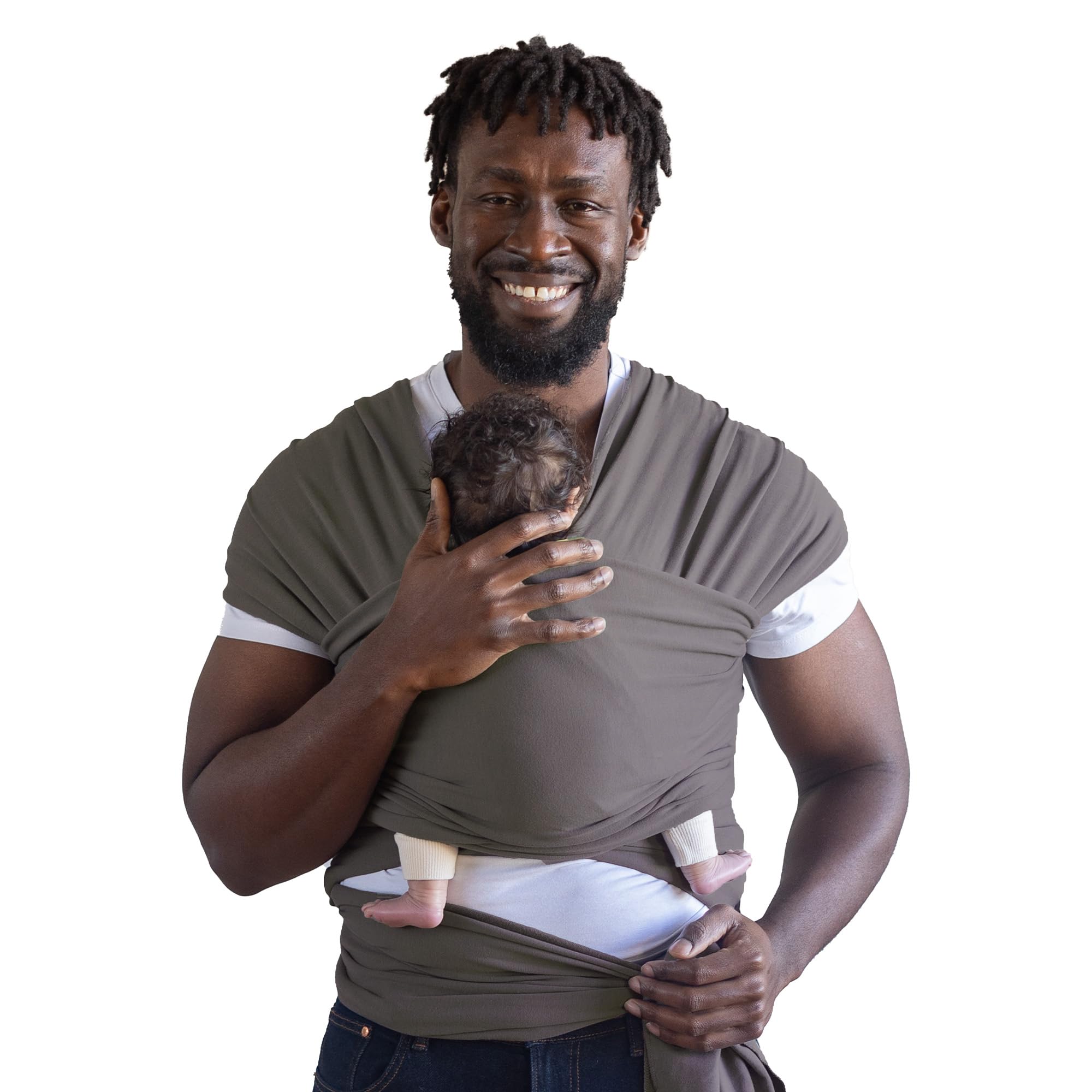 Organic Baby Wrap Carrier - Soft & Breathable Baby Sling for Newborn to Toddler (0-24 Months) - Hands-Free Infant Holder for Nursing, Shopping & Outdoor Activities - Dark Grey
