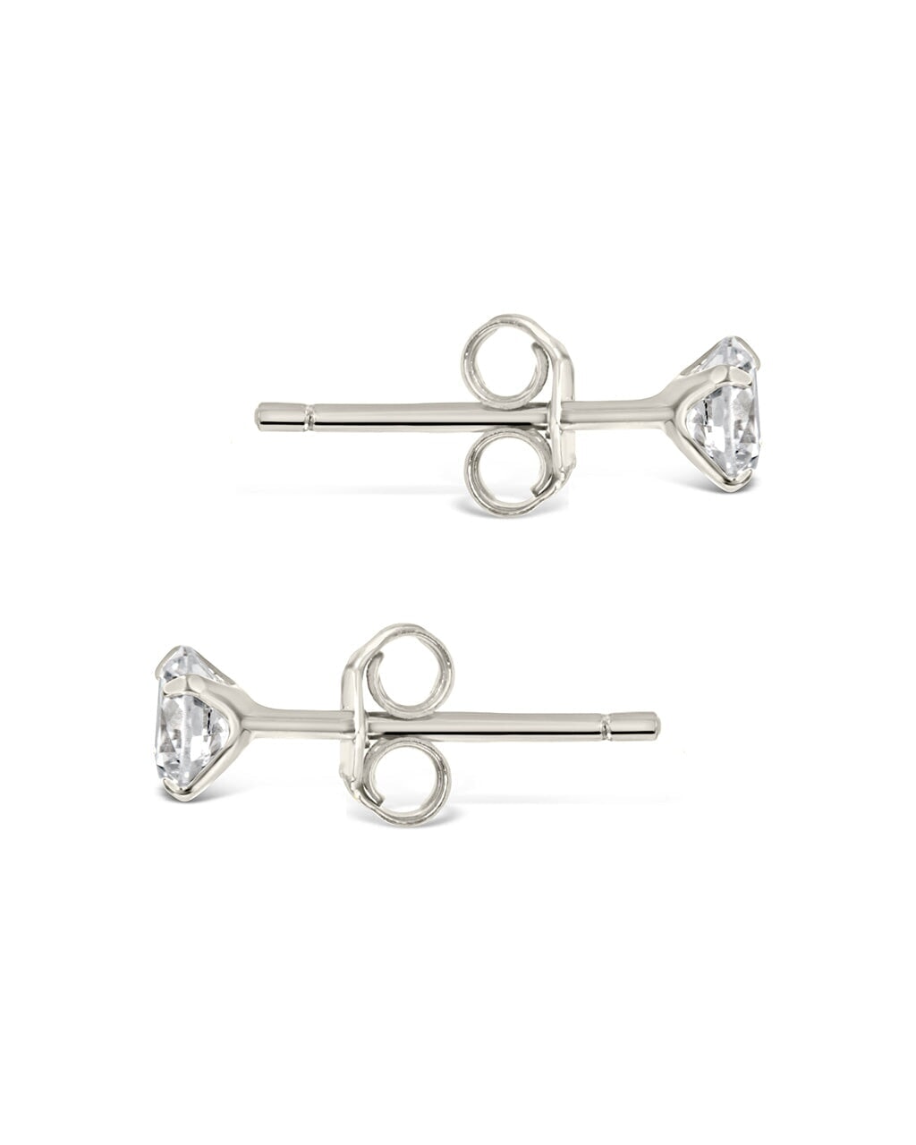 Men's Sterling Silver 4mm Cubic Zirconia Stud Earrings - Classic Everyday Jewelry for Work, Date Night & Gifts
