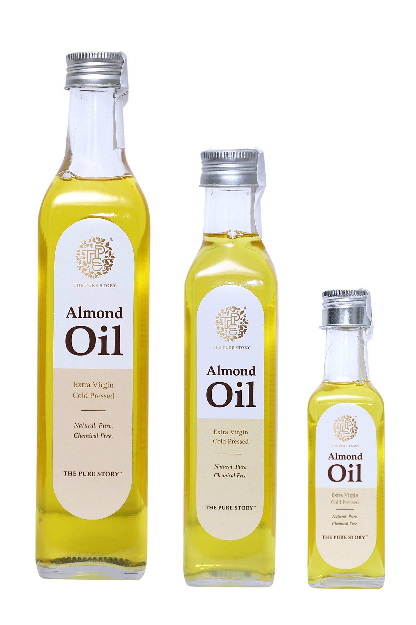 100% Pure Cold Pressed Sweet Almond Oil for Hair, Skin & Face Care - Natural Moisturizer & Massage Oil - 100ml - Perfect for Dry Skin Treatment, Hair Growth & Aromatherapy