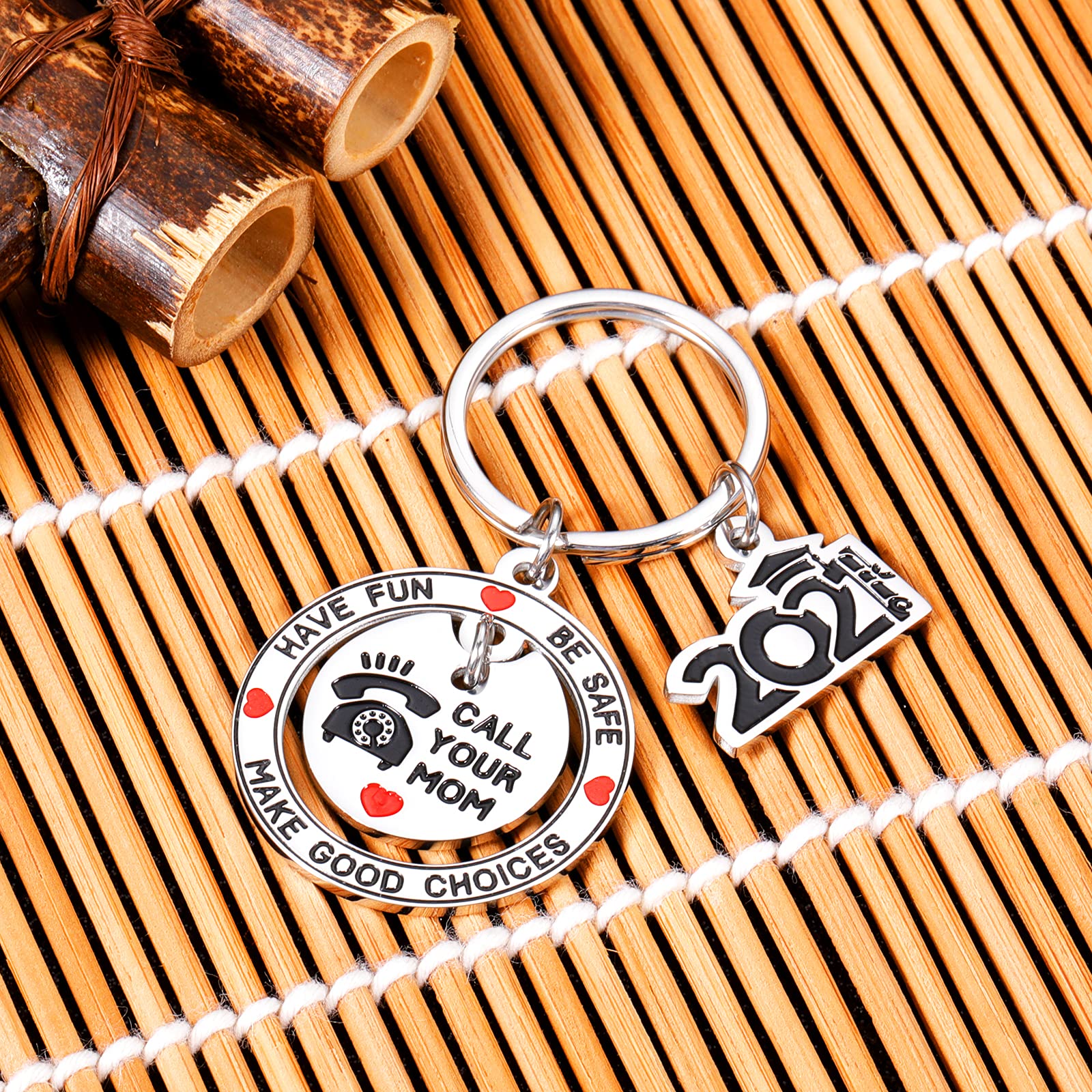 2021 Graduation Keychain - Funny & Inspirational Gifts for Graduates (Men & Women) - 'Have Fun Be Safe Make Good Choices Call Your Mom' - Perfect for High School & College Grads, New Drivers - Great for Graduation Parties & Commencement Gifts