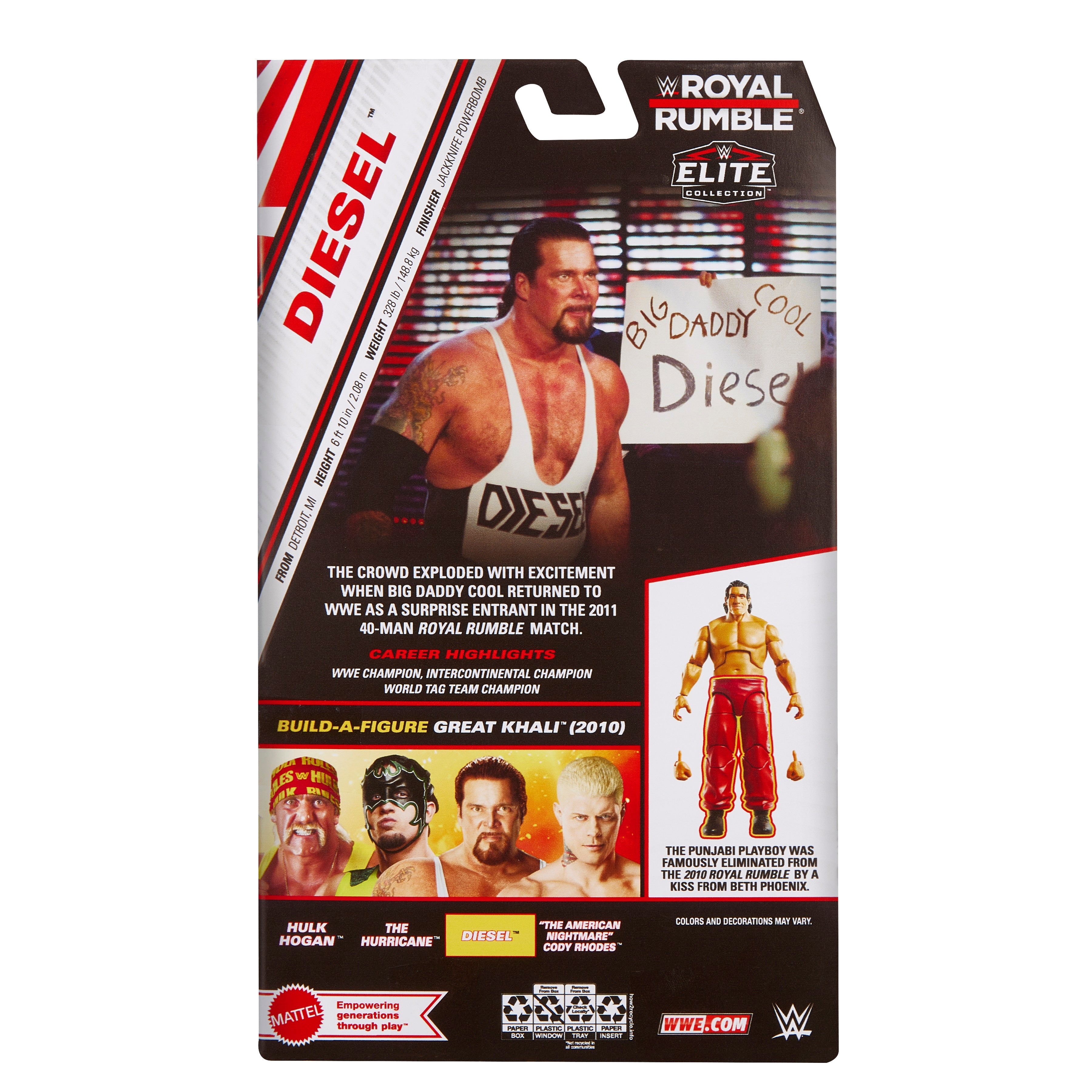 WWE Royal Rumble Elite Collection Diesel Action Figure with Great Khali BAF - Collectible Wrestling Toys for Fans, Gifts & Display