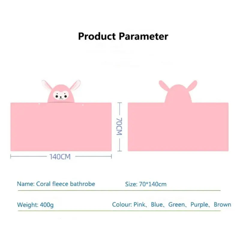 Soft Coral Fleece Hooded Towel for Kids & Baby - Warm & Absorbent Poncho Towel for Bath, Beach, and Swimming Pool Use
