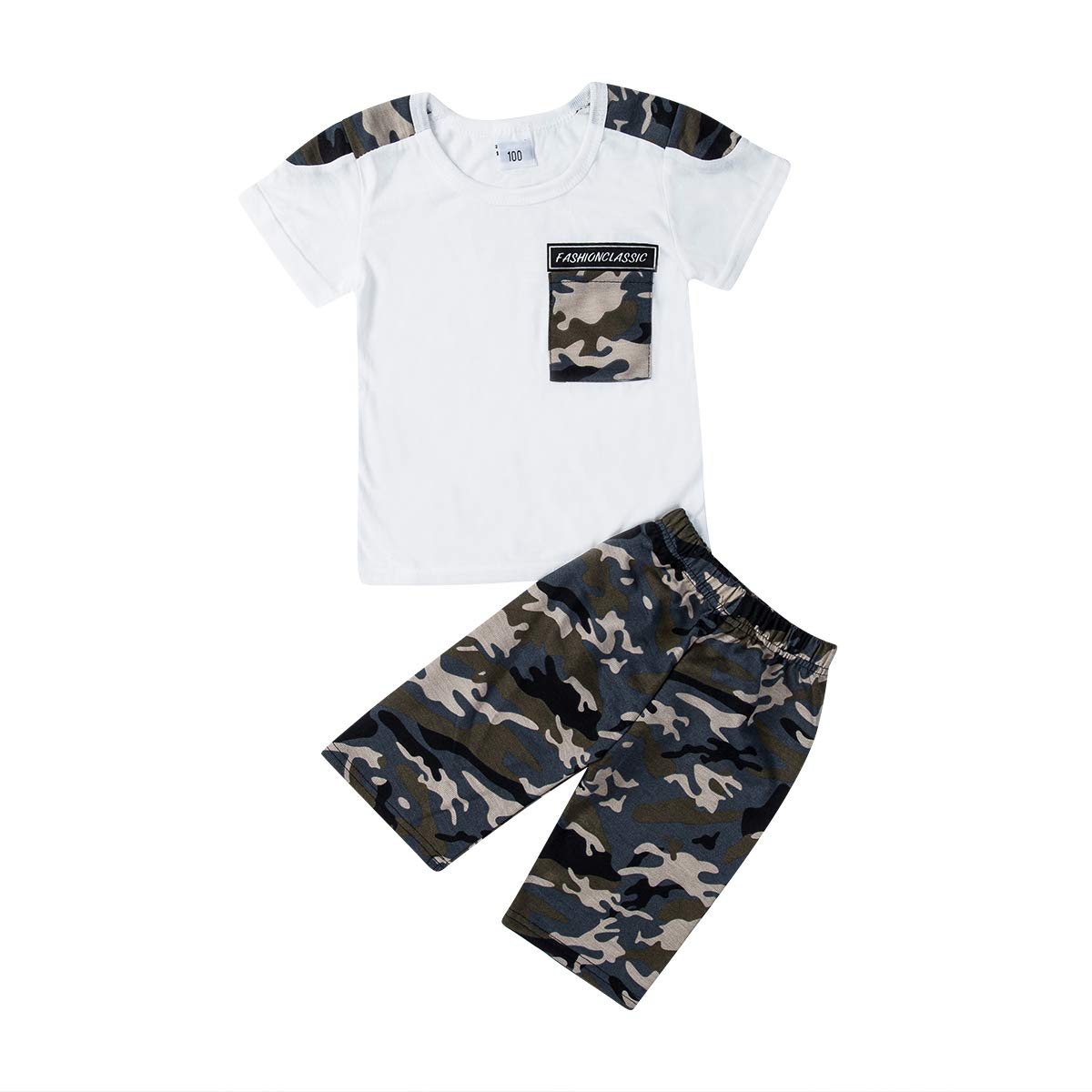 **Camouflage Toddler Boys Outfits - Half Sleeve T-Shirt & Shorts Set for Active Play, Outdoor Adventures & Casual Wear**