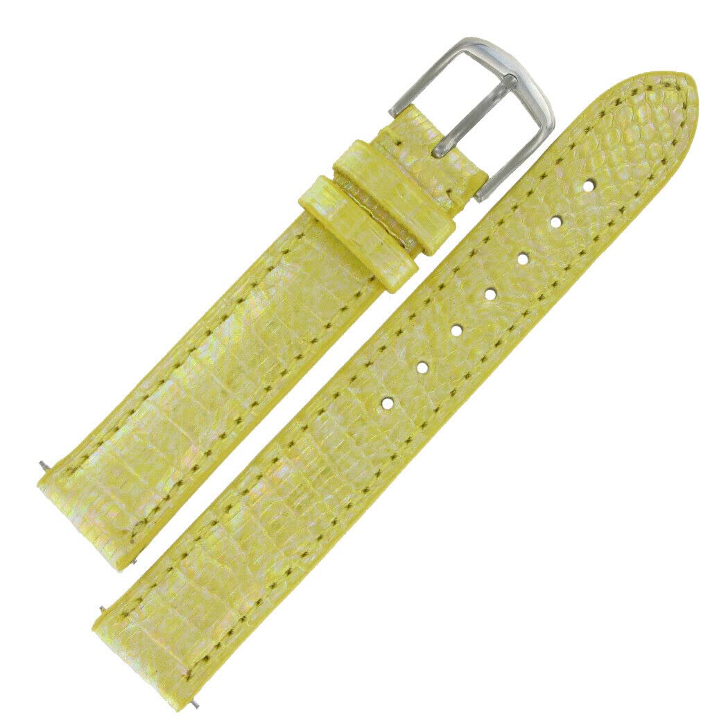 Genuine Java Lizard Watch Band 18mm Yellow Leather Strap for Women - Perfect for Dress Watches, Casual Wear & Special Occasions