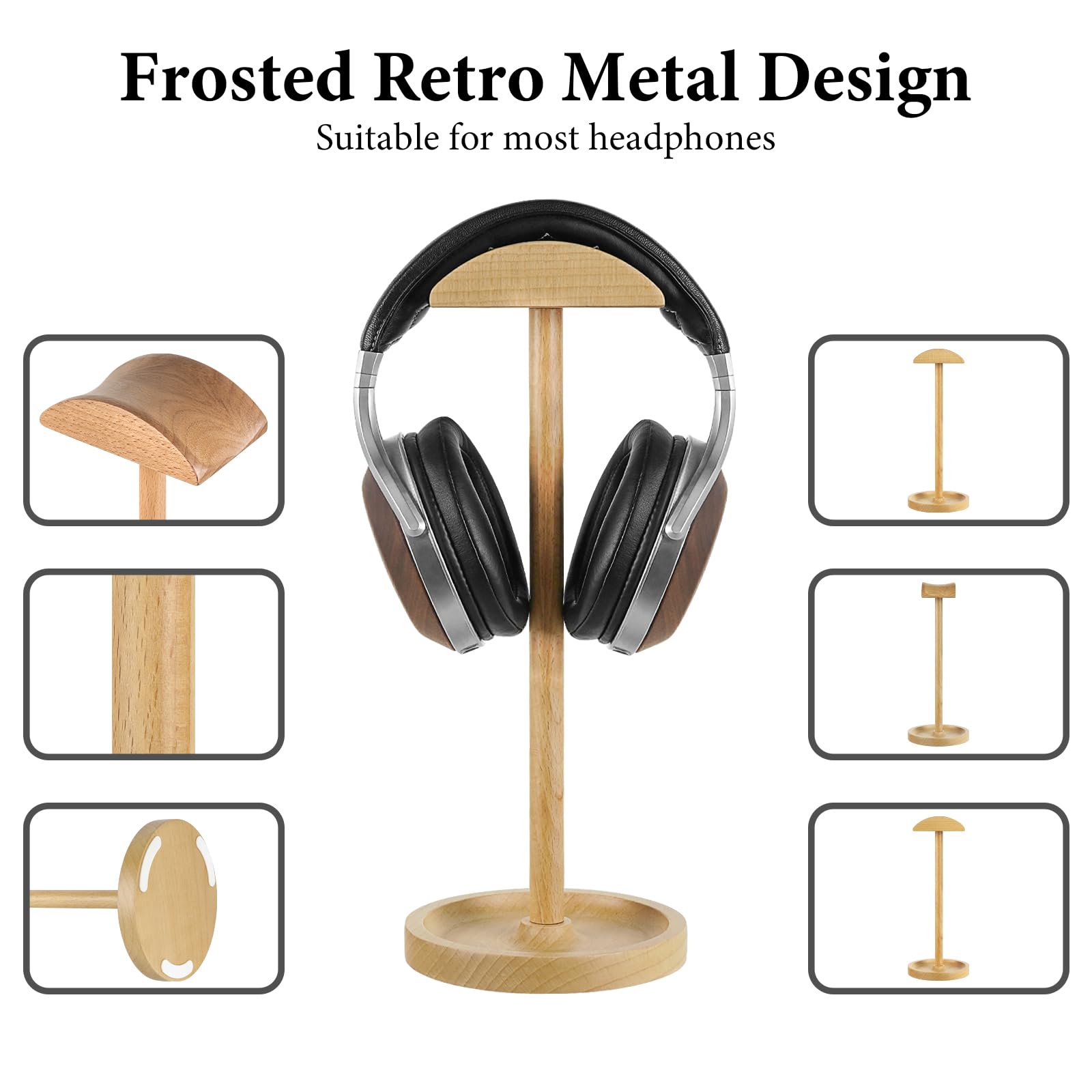 Geekria Premium Wooden Headphone Stand - Heavy Base Headset Holder for Bose QC45, Sony WH-1000XM5 - Gaming & Studio Desk Organizer for Over-Ear Headphones (Natural Wood) - Perfect for Home Office, Gaming Setup & Audio Workstation