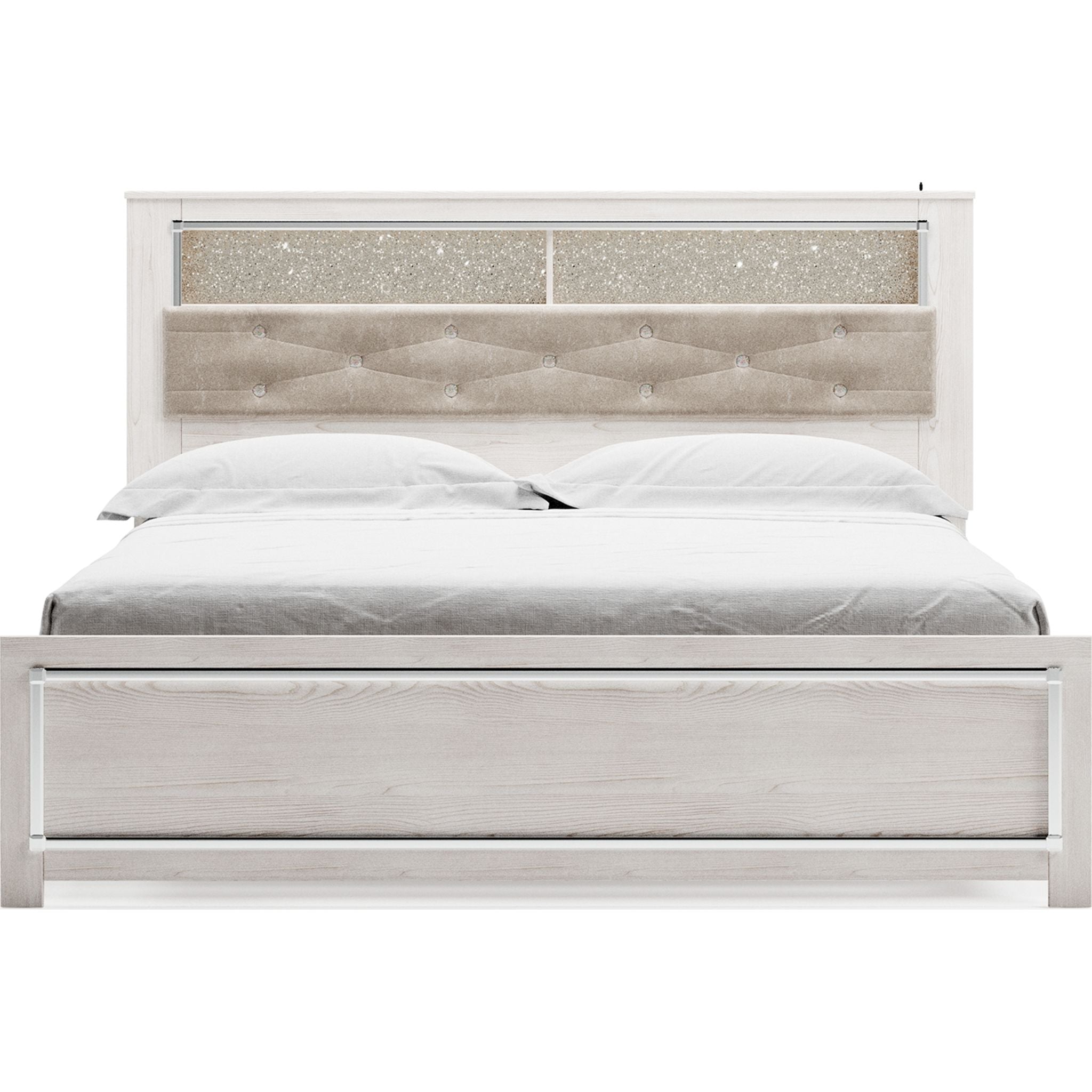 Altyra White Bookcase Bed with Storage - Modern Space-Saving Bed Frame for Small Apartments & Dorm Rooms