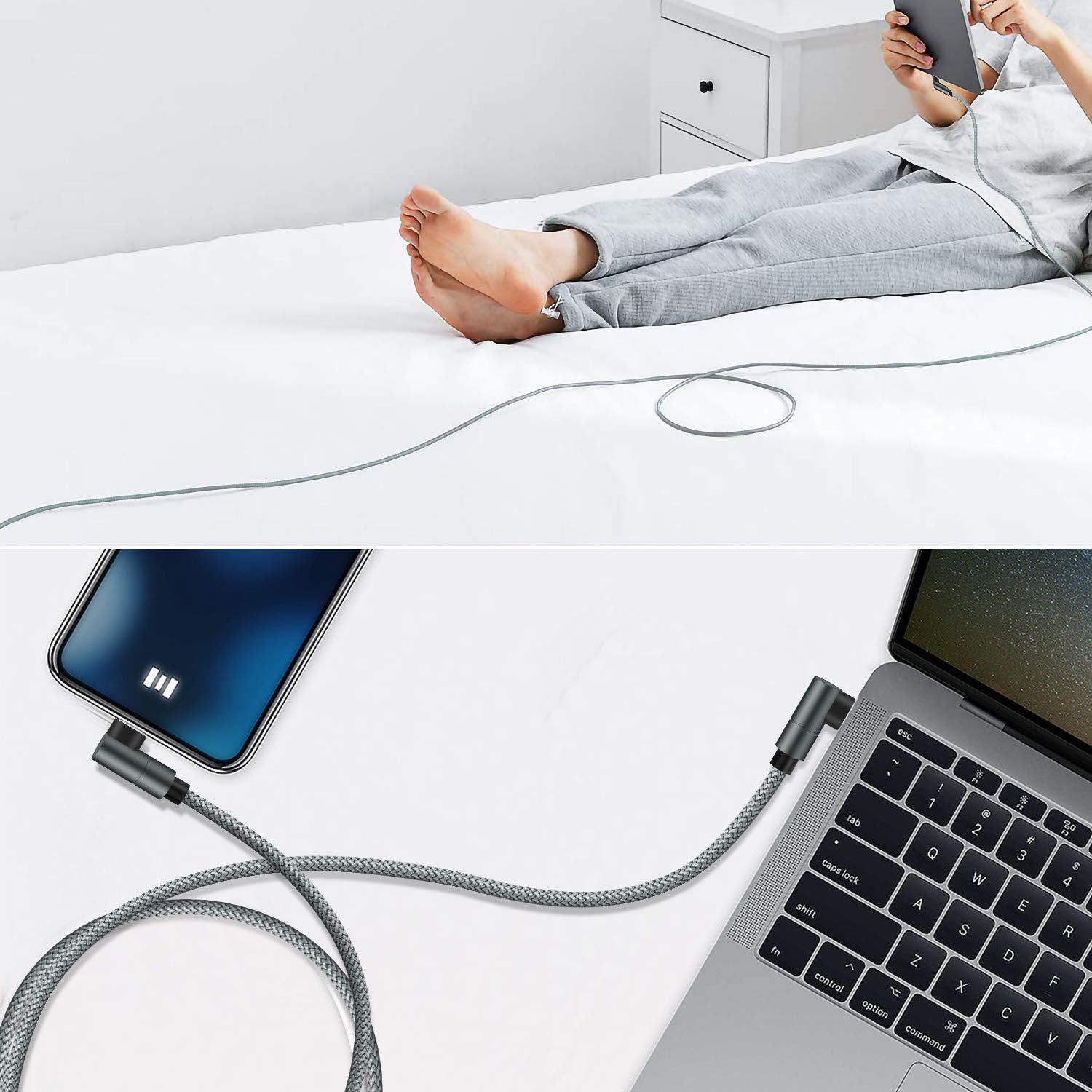 Premium 6FT USB C to Lightning Cable - Fast Charging & Power Delivery for iPhone 13/12/11/X/8 & iPad | Durable Gray Charger Cord | Perfect for Home, Office & Travel Use