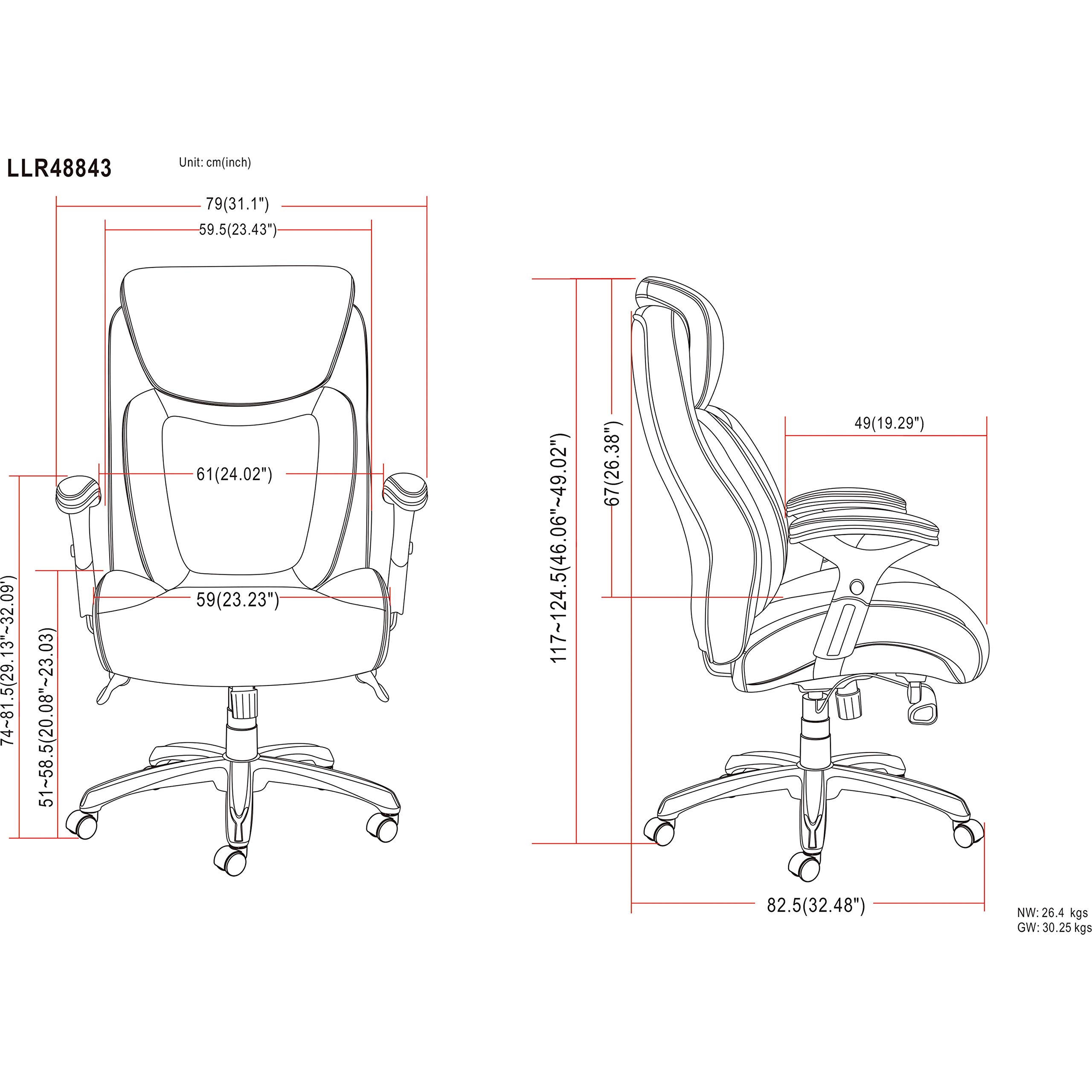 Lorell Big & Tall Office Chair with Flexible Air Technology - Ergonomic Executive Chair for Heavy Duty Use in Home & Business Workspaces