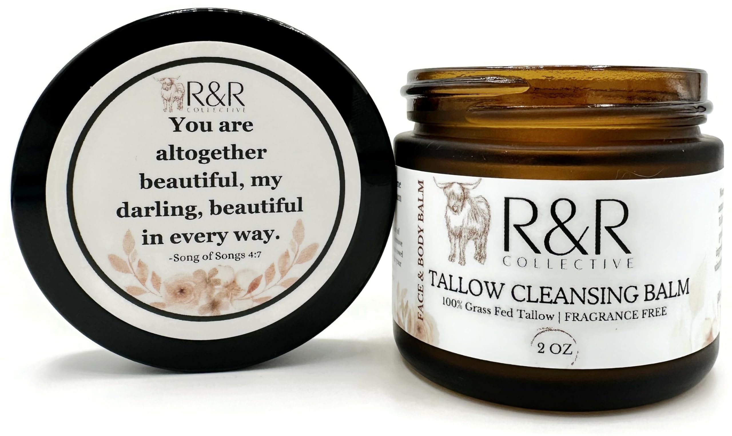 All Natural Tallow Cleansing Balm - 100% Grass-Fed Beef Tallow Makeup Remover & Oil-Based Facial Cleanser for Sensitive Skin (2 fl oz) | Perfect for Deep Cleansing, Double Cleansing Routine & Nighttime Skincare