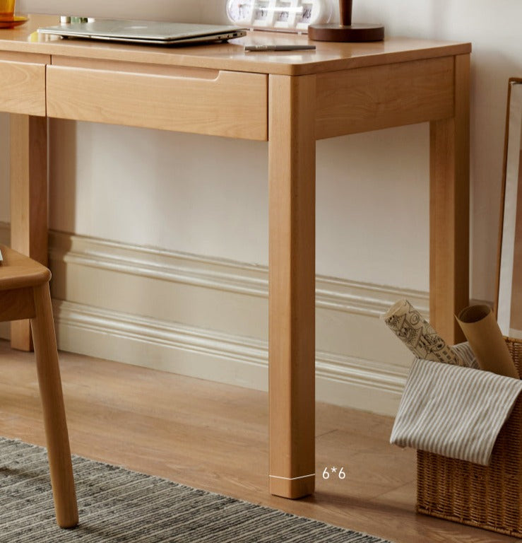 Solid Beech Wood Computer Desk for Home Office - Ergonomic Study Desk with Ample Workspace for Writing, Working & Remote Learning