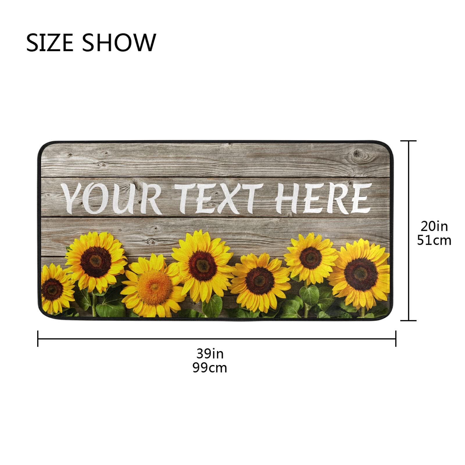 Custom Sunflower Kitchen Rug - Washable Anti-Fatigue Floor Mat for Comfort & Decor | Non-Slip Kitchen Mats for Sink, Stove & High-Traffic Areas
