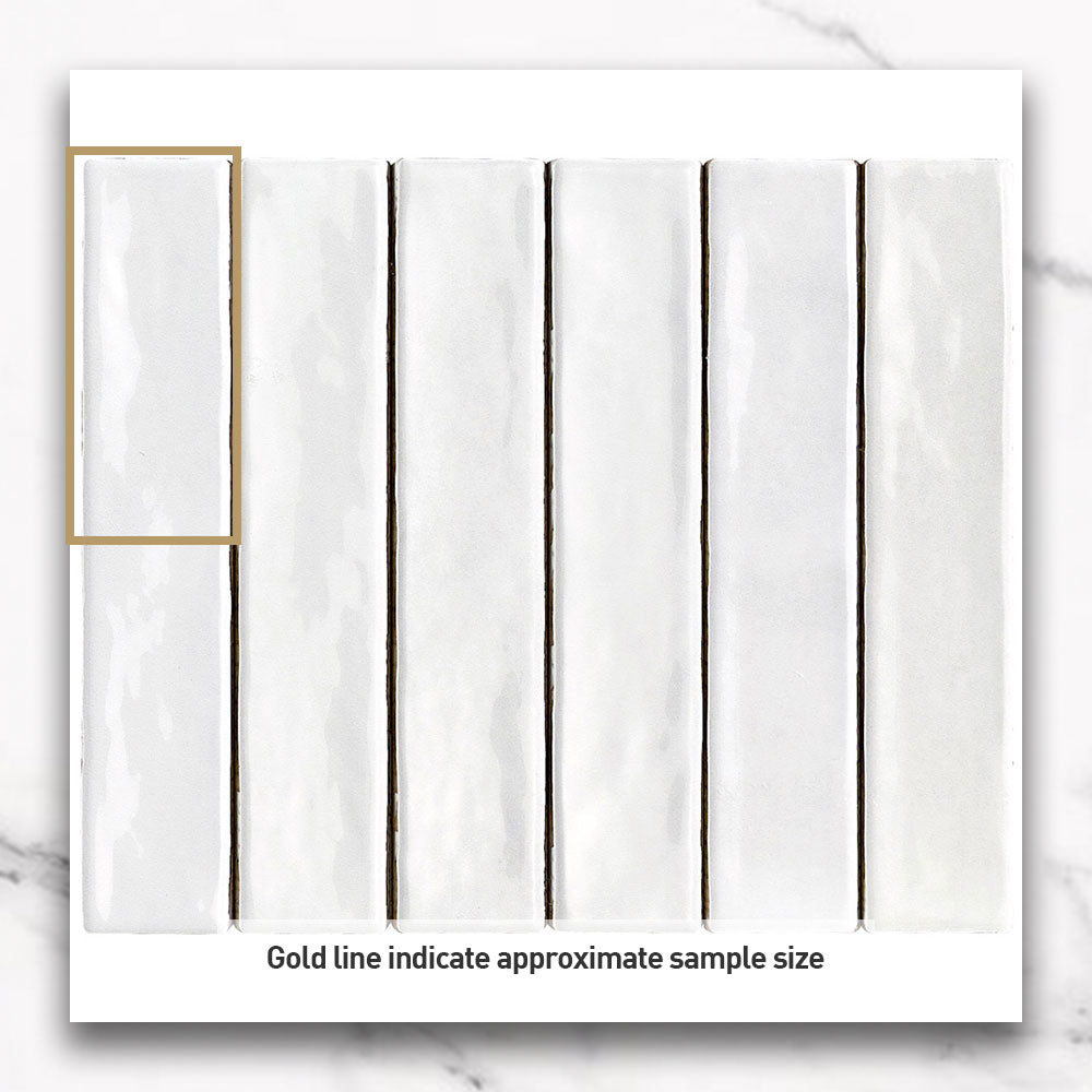 Premium Marrakesh White 250x50 Zellige Gloss Subway Tile - Moroccan-Inspired Ceramic Wall & Backsplash Tile for Kitchen, Bathroom & Shower Renovation