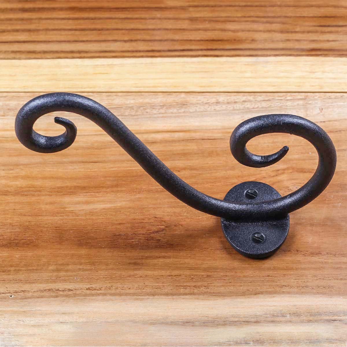 3-Pack Black Wrought Iron Wall Hooks 7