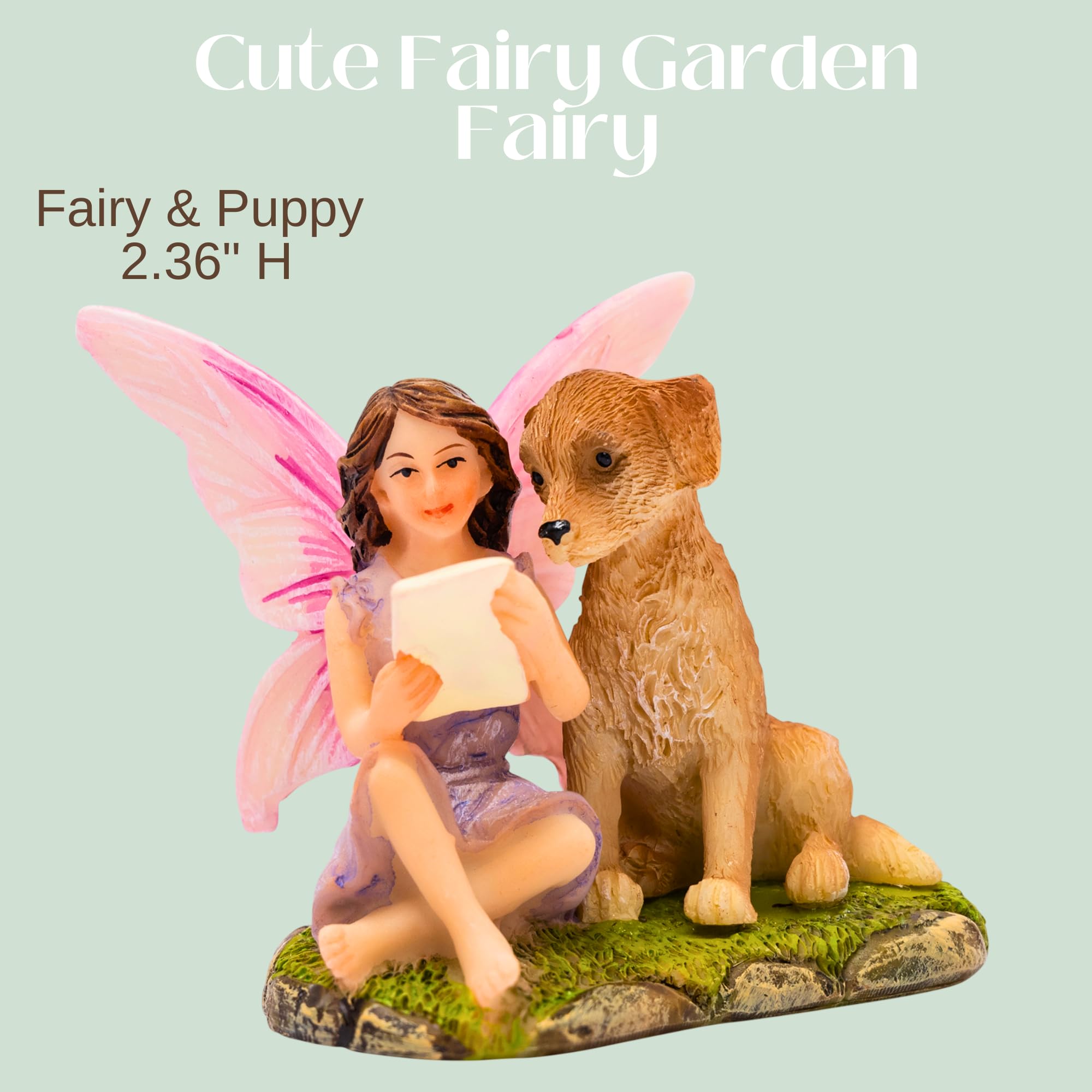 Fairy Garden Figurine - Cute Miniature Fairy Statue with Puppy for Indoor & Outdoor Decor - Sofia Fairy Collectible - Perfect for Fairy Gardens, Terrariums, and Home Decoration