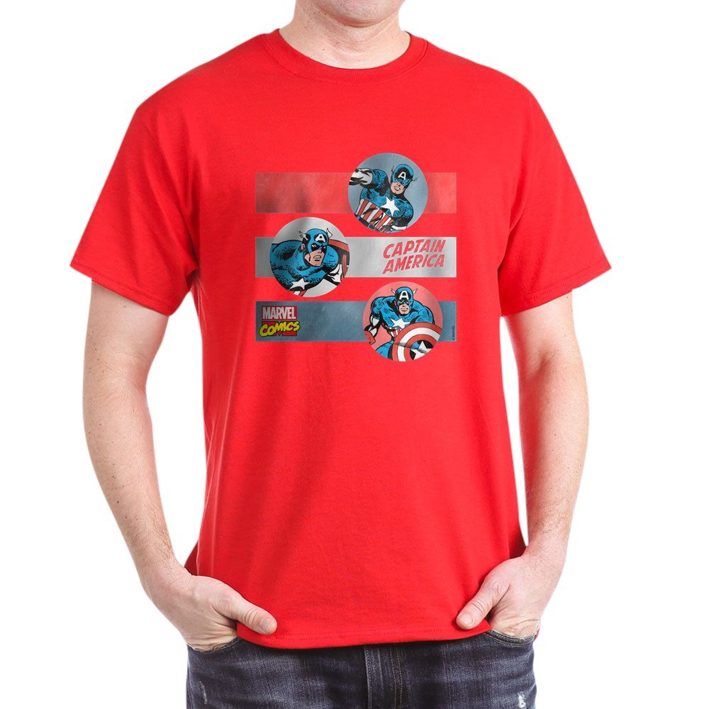 Captain America Stripes Dark T-Shirt - Graphic Tee for Men & Women | Superhero Apparel for Casual Wear, Cosplay & Marvel Fan Gifts