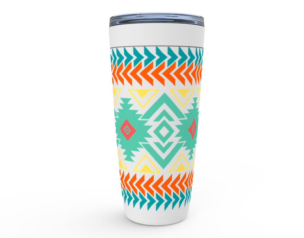 Insulated Travel Mug with Southwestern Aztec Design - Leak-Proof Stainless Steel Tumbler for Coffee, Tea & Cold Drinks | Perfect for Camping, Office & Road Trips