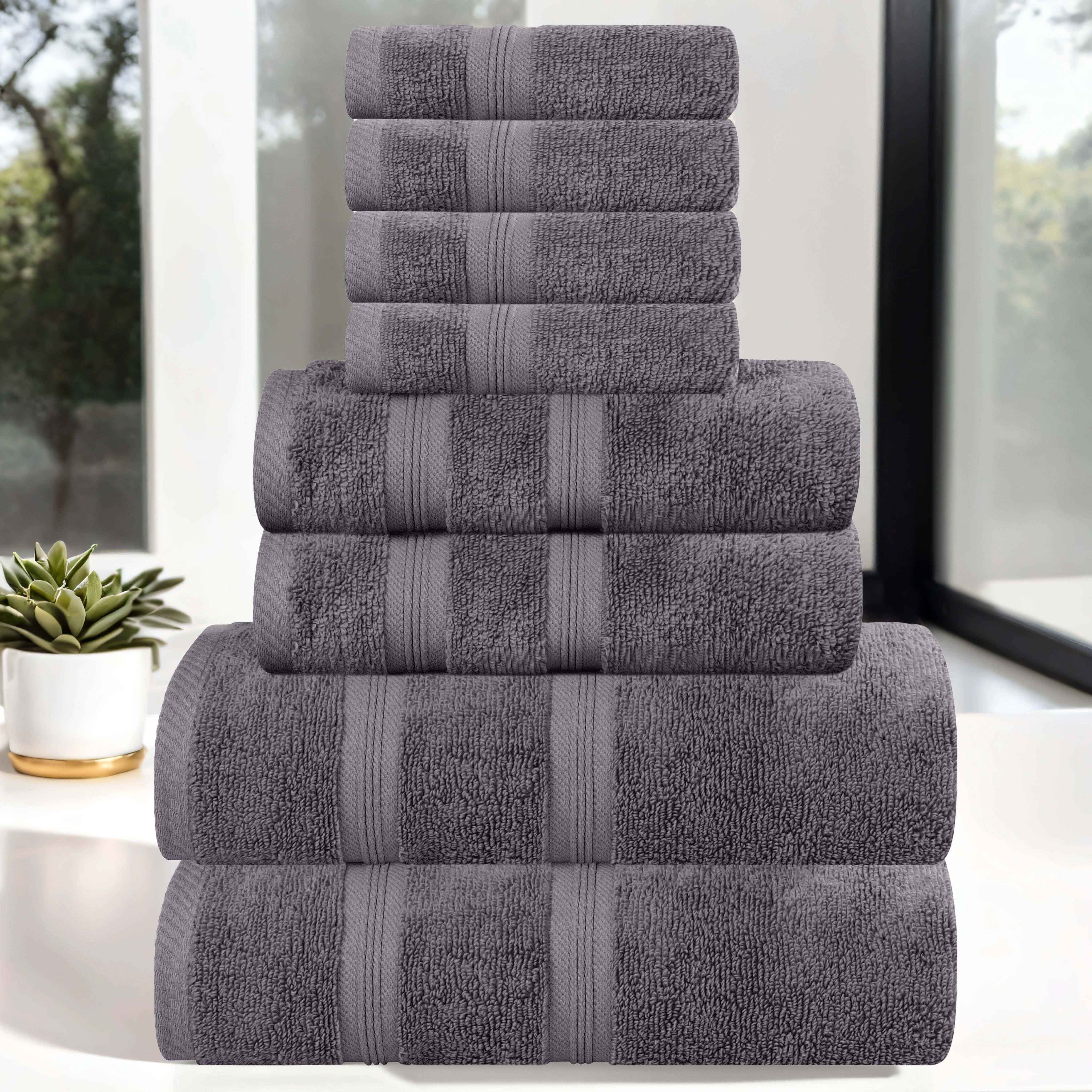 Smart Dry Zero Twist Cotton 8-Piece Towel Set - Ultra Soft & Absorbent Bath Towels for Spa, Gym & Luxury Home Use