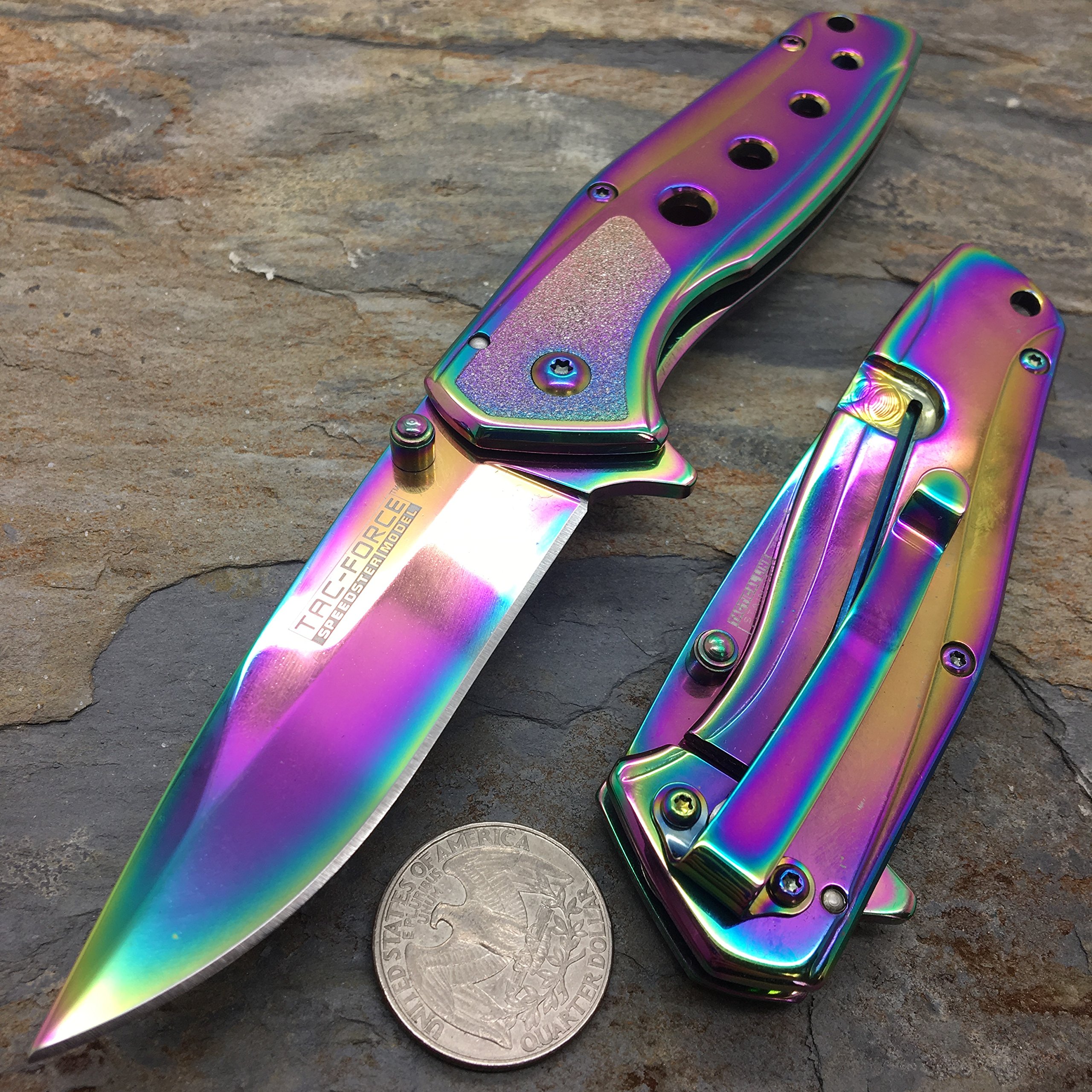 TAC Force TF-926RG Spring Assisted Folding Knife - 4 Inch Rose Gold Straight Edge Blade with Rose Gold Handle | EDC, Outdoor Survival, Camping & Tactical Use