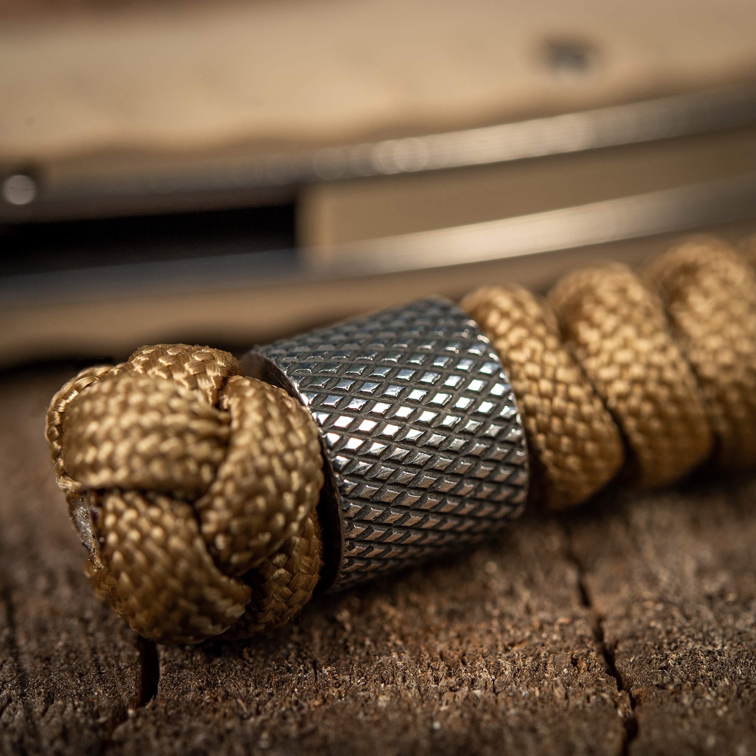 Tactical Paracord Knife Lanyard with Beads - M-Tac Viper Stainless Steel Survival Lanyard (Coyote) - Perfect for Outdoor Camping, Hunting & EDC Gear Accessories
