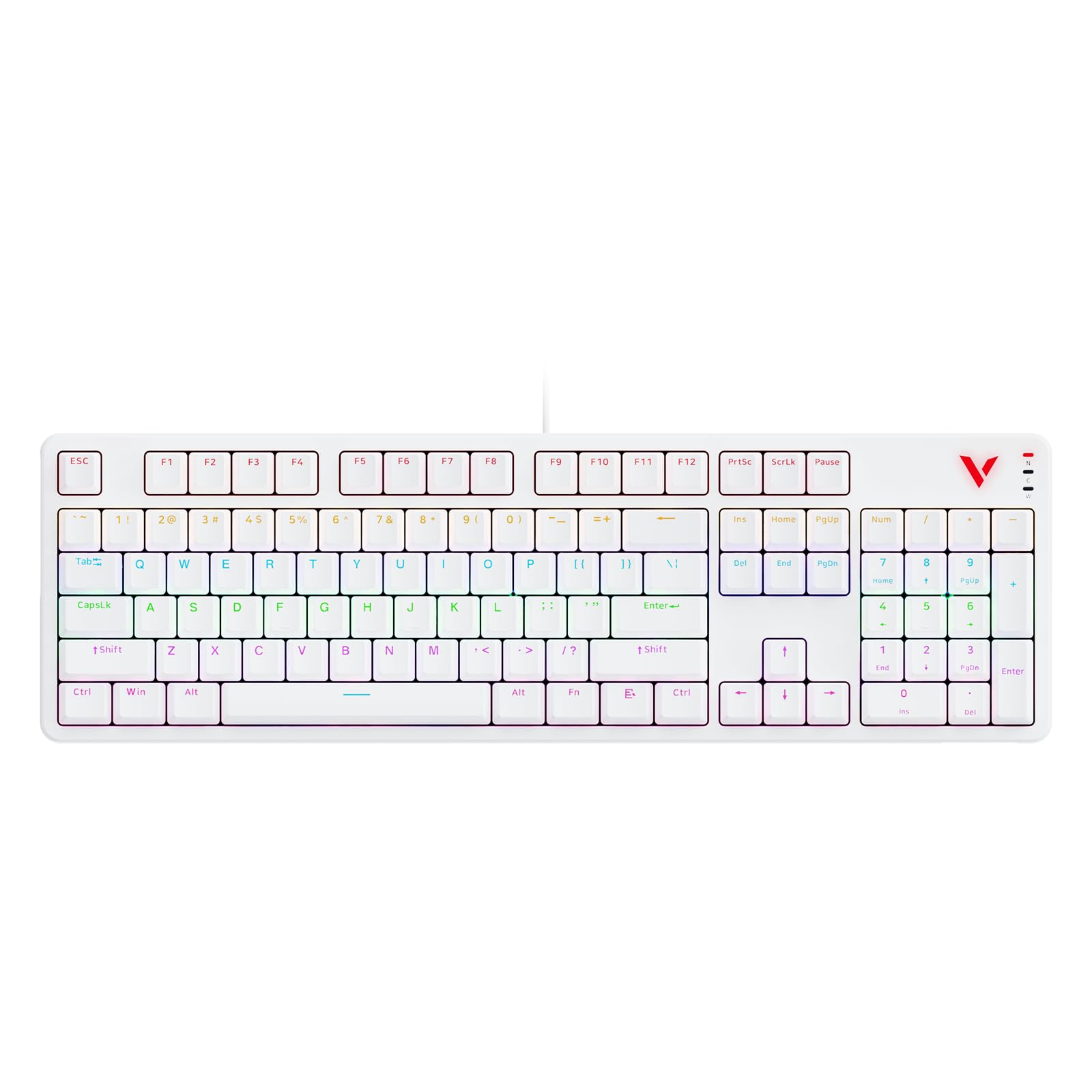 Rapoo V500Pro Full-Size Mechanical Gaming Keyboard with Brown Switch - 104 Keys Anti-Ghosting, Customizable RGB Backlit, USB-C, Removable Top Case - Perfect for PC Gaming, Office Work & Typing (2024 Edition)