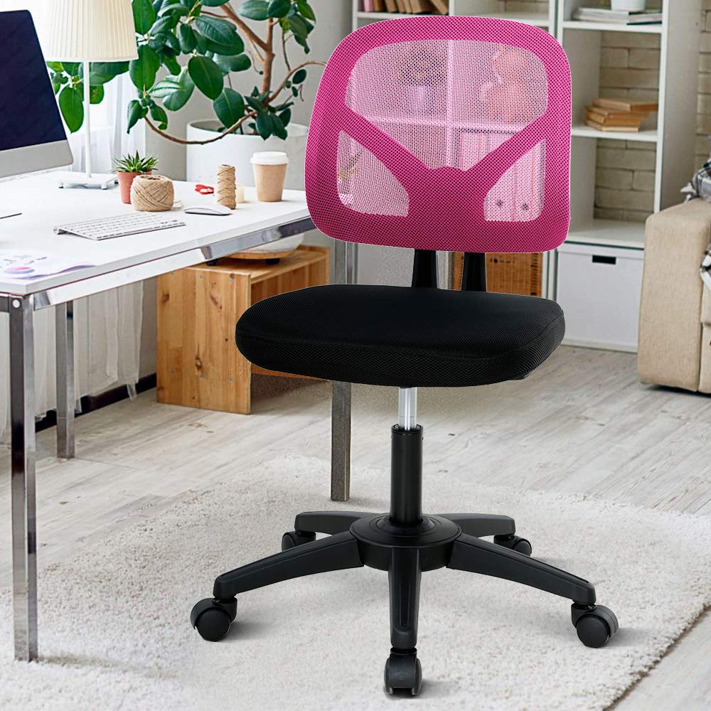Ergonomic Mesh Office Chair with Lumbar Support - Adjustable Height Swivel Rolling Task Chair for Women & Men - Pink Computer Desk Chair for Home Office, Gaming & Workspaces