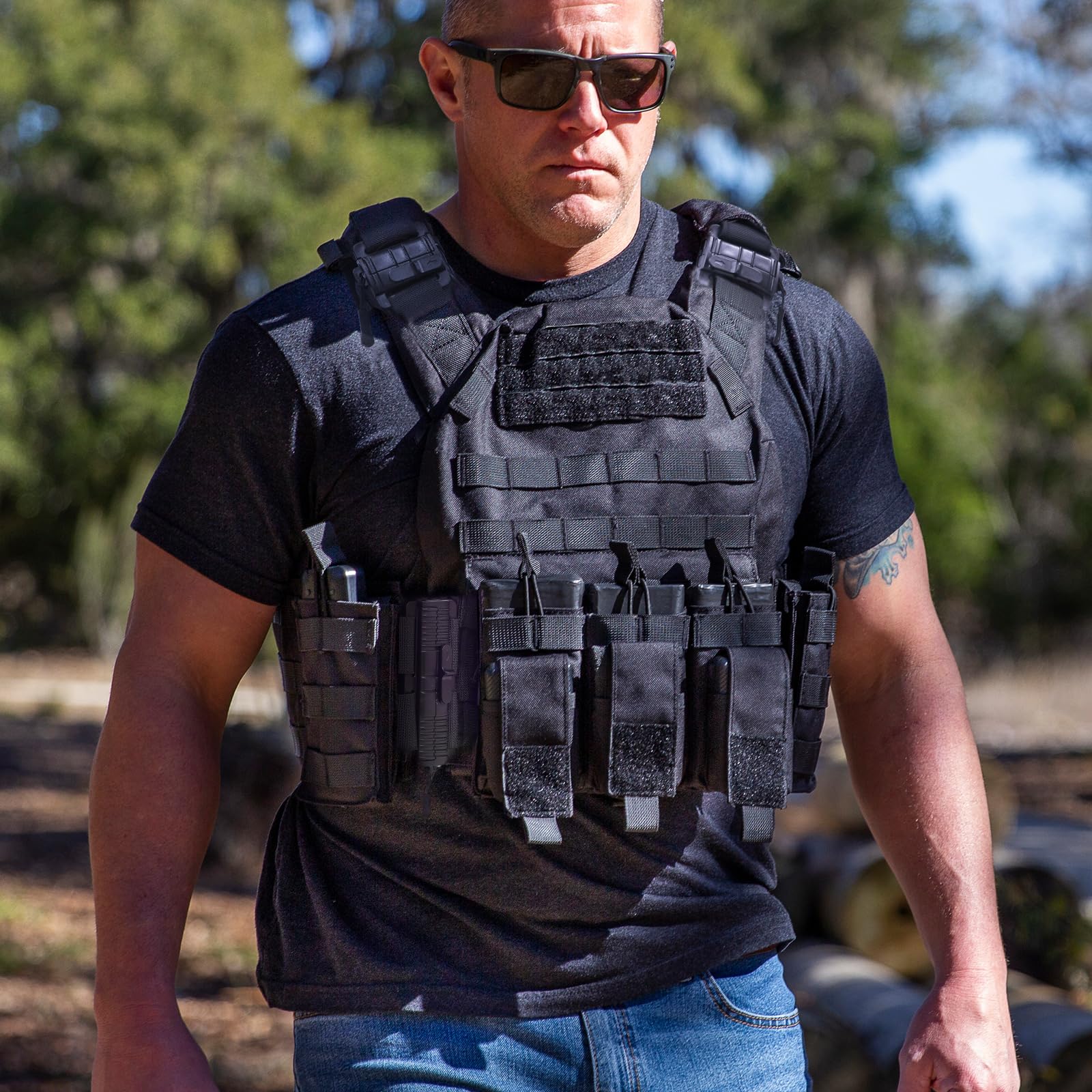 GFIRE Tactical Vest - Lightweight Modular 3D Breathable Airsoft Vest with Quick Release, Adjustable Tactical Gear for Training & Outdoor Activities - Perfect for Airsoft Games, Military Simulation, and Outdoor Adventures