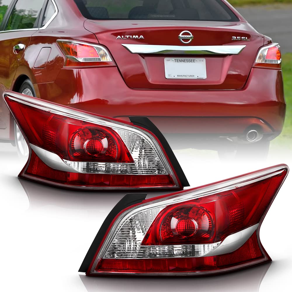 ACANII - OEM Style Red Tail Lights Brake Lamps Pair for 2013-2015 Nissan Altima 4-Door Sedan - Left & Right Replacement - Perfect for Night Driving & Enhanced Safety