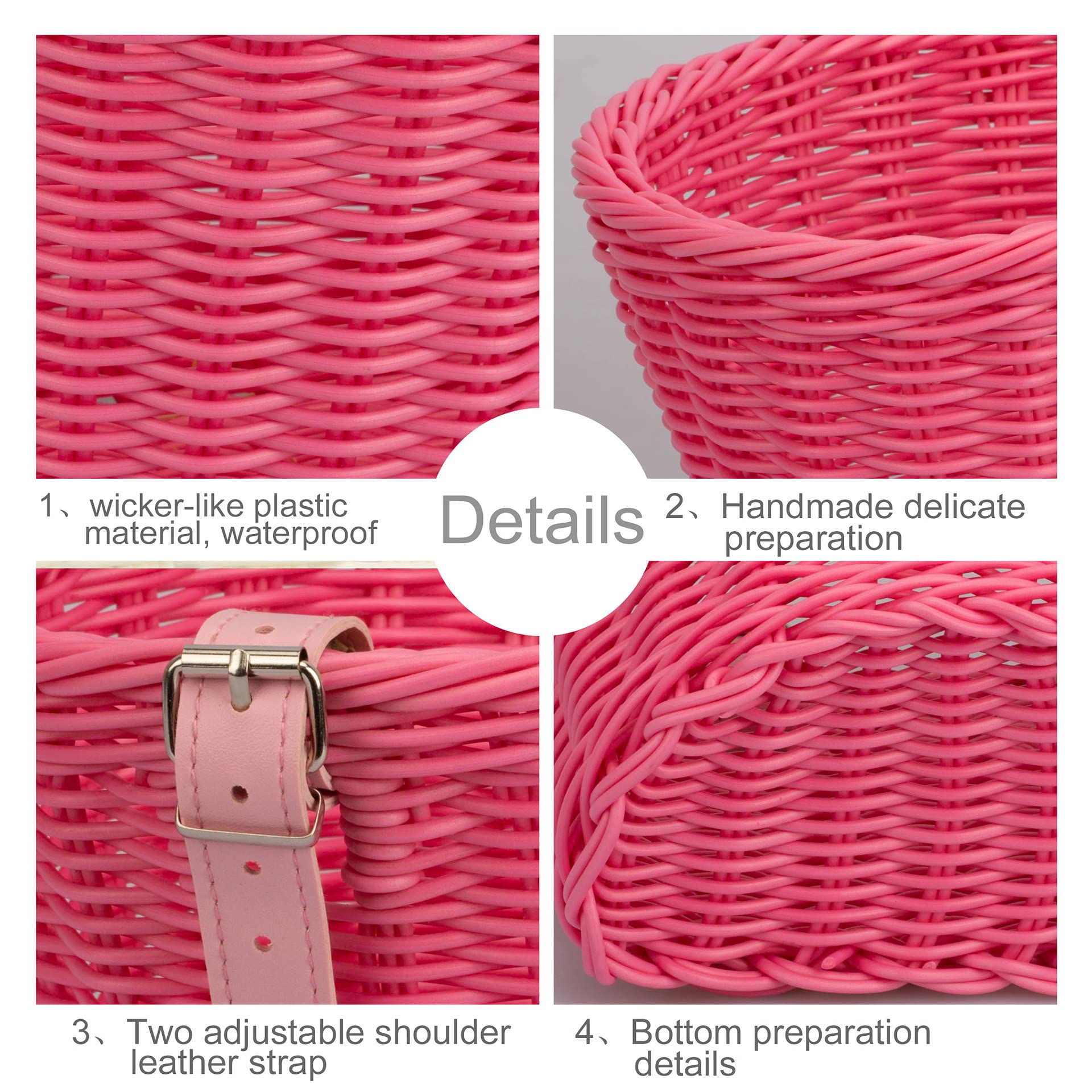 Girls' Front Bike Basket - Small Woven Wicker Cruiser Bicycle Basket with Handlebar Streamers & Bell - Kids Bike Accessories for Boys & Girls Ages 3-13 - Perfect for School, Park Rides & Family Cycling Adventures