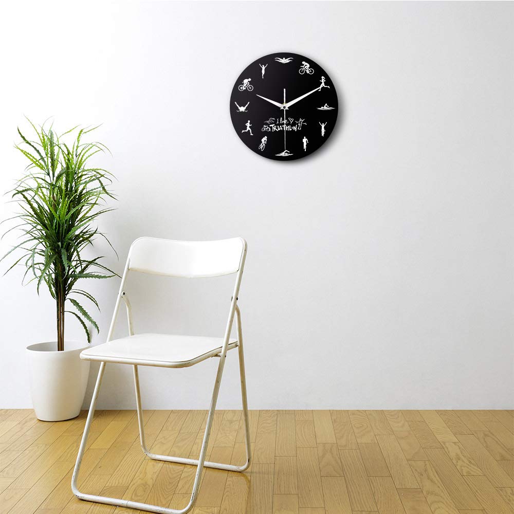 Triathlon Wall Clock - Sports Decor for Kitchen, Office & Gym