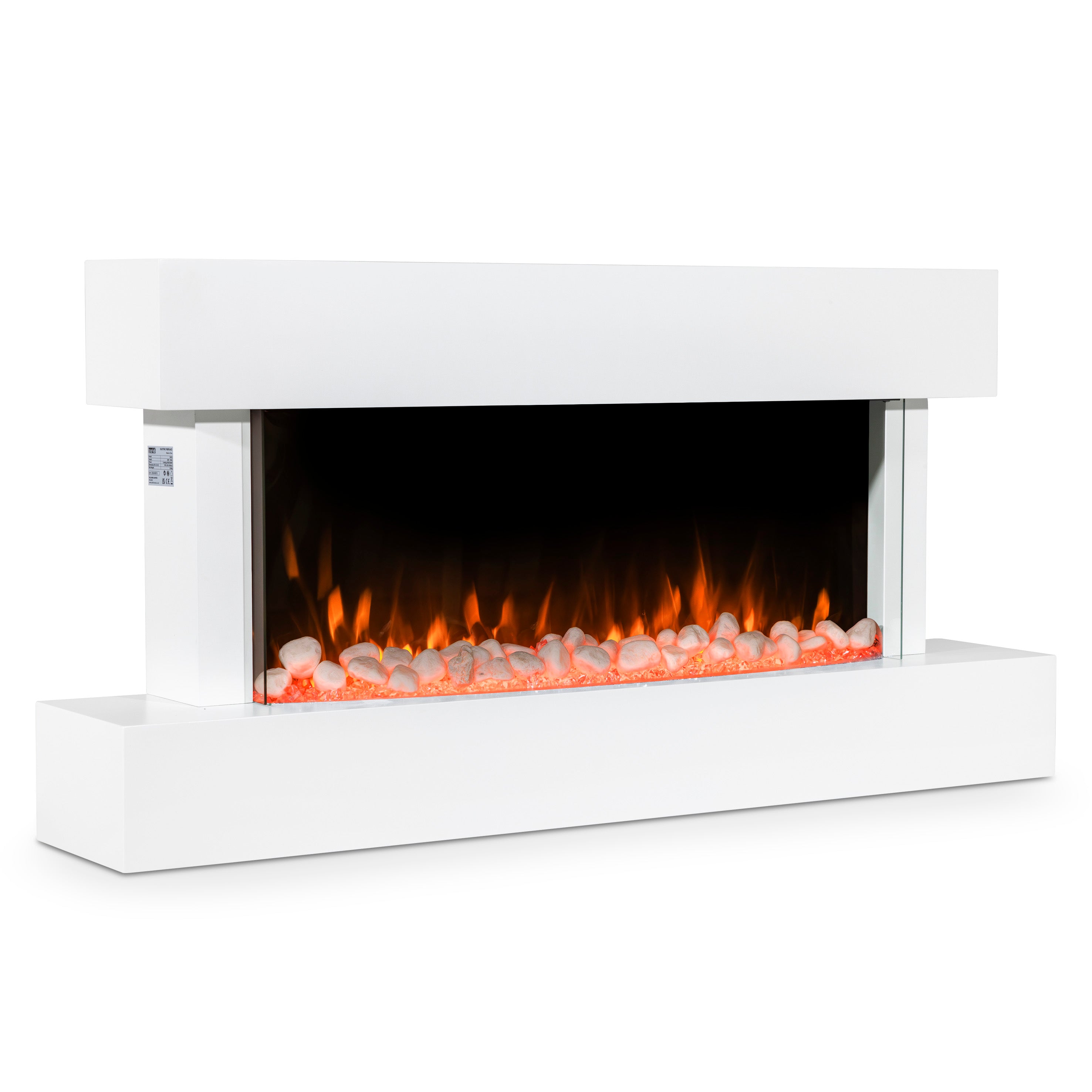 Baridi 46 Inch Electric Fireplace Wall Mounted with Realistic LED Flame Effects - White DH113 - Perfect for Living Room, Bedroom & Office Heating & Ambiance