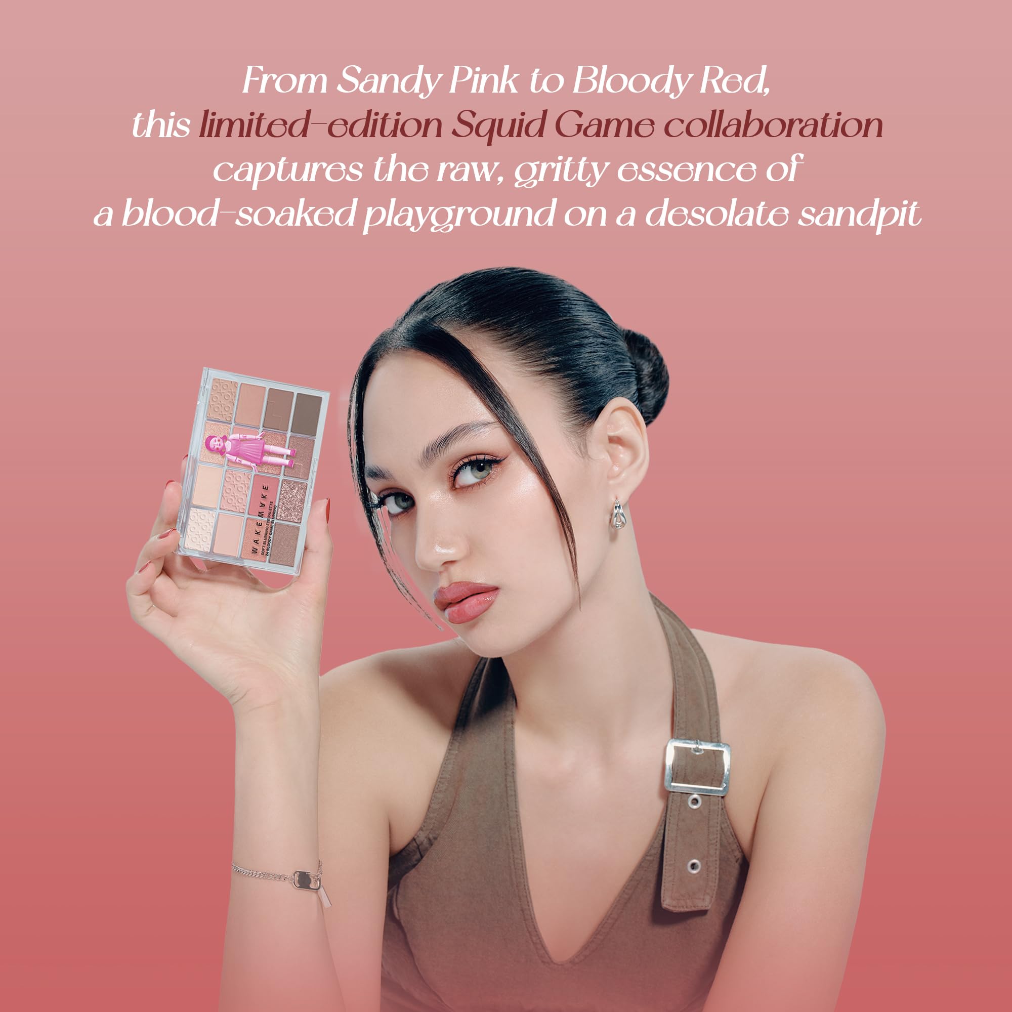WM X NETFLIX SQUID GAME Soft Blurring Eye Palette 24 Bloody Game Blurring Eyeshadow Palette for Party, Halloween, and Cosplay Makeup